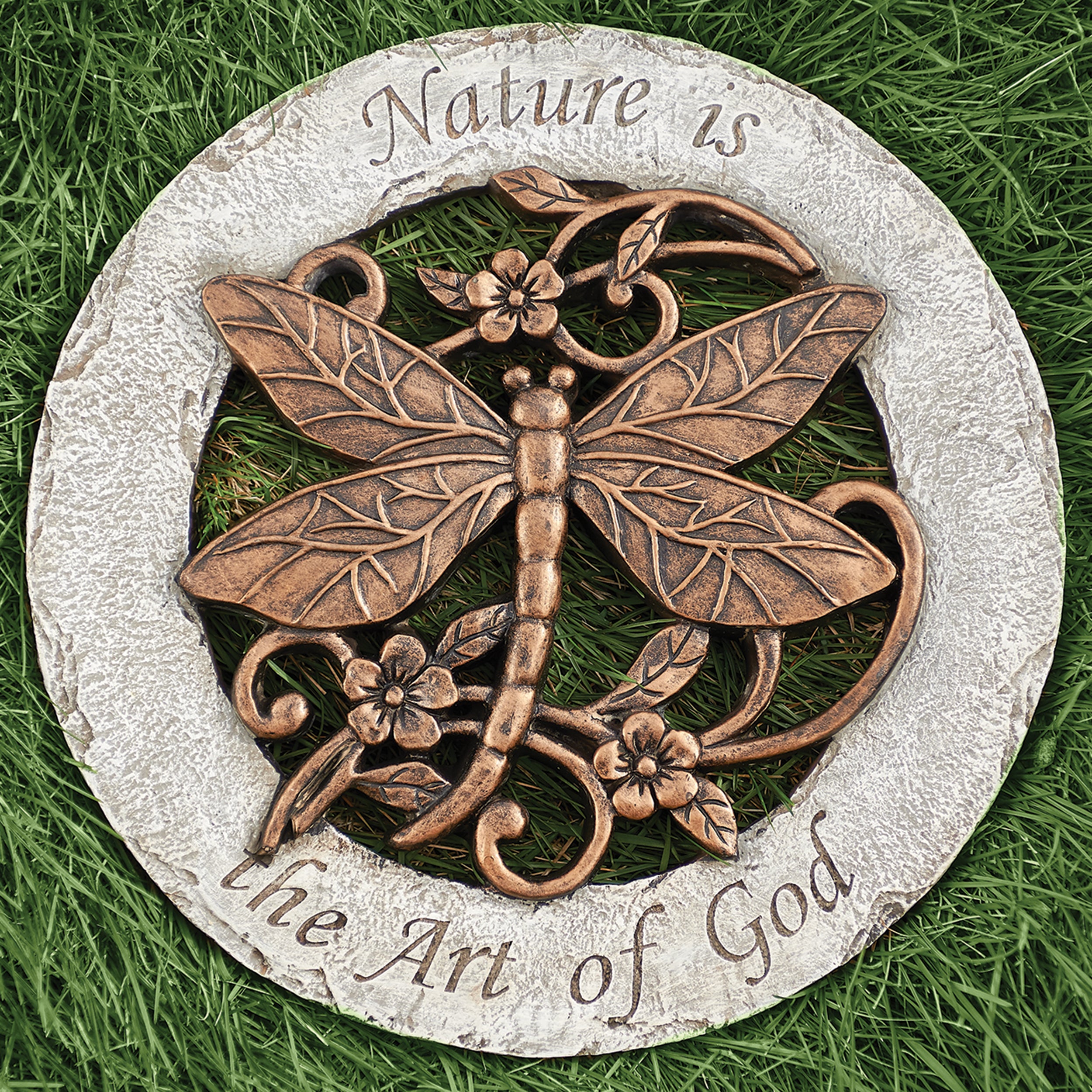 Garden Stepping Stone with Embossed Verse & Bronze Finish