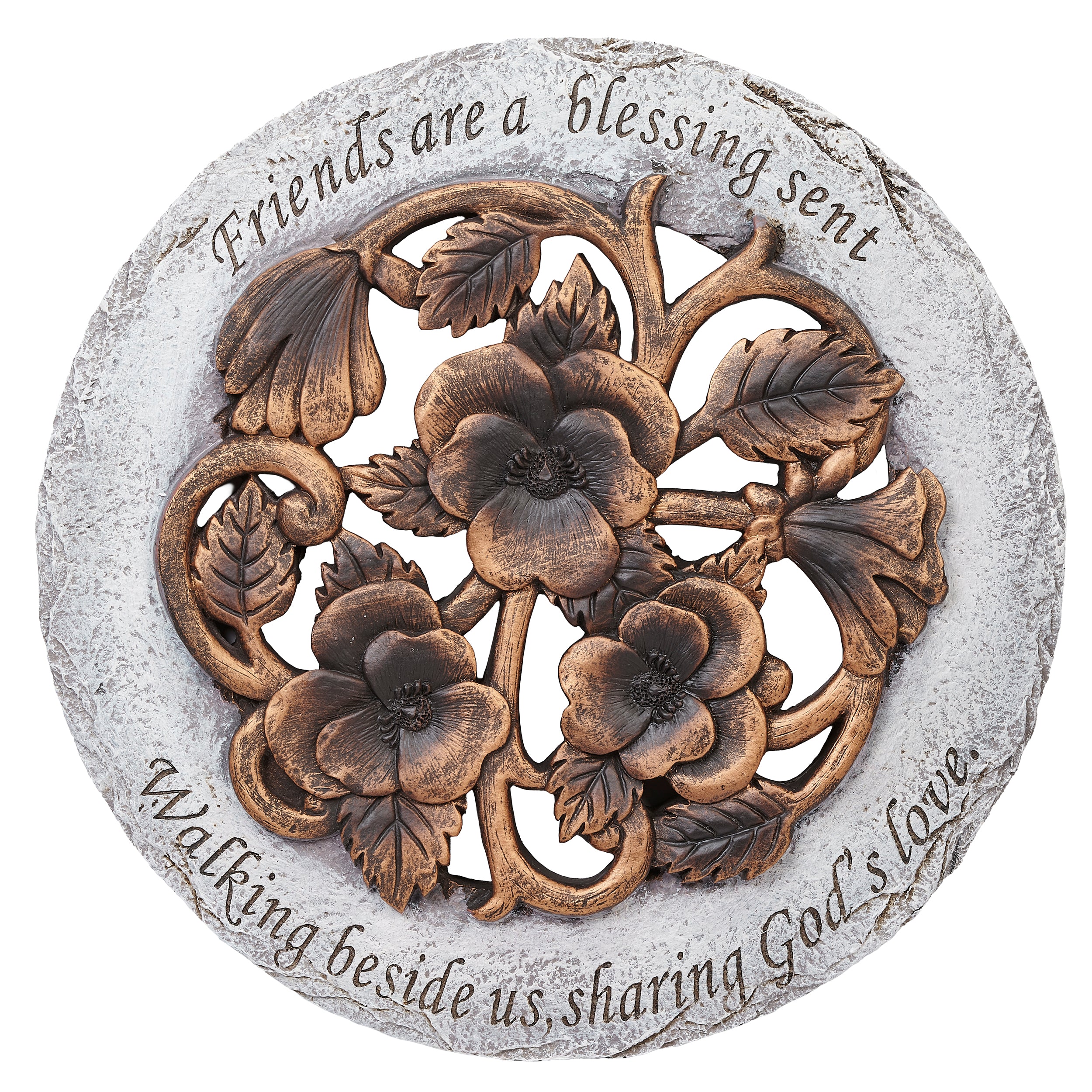 Garden Stepping Stone with Embossed Verse & Bronze Finish