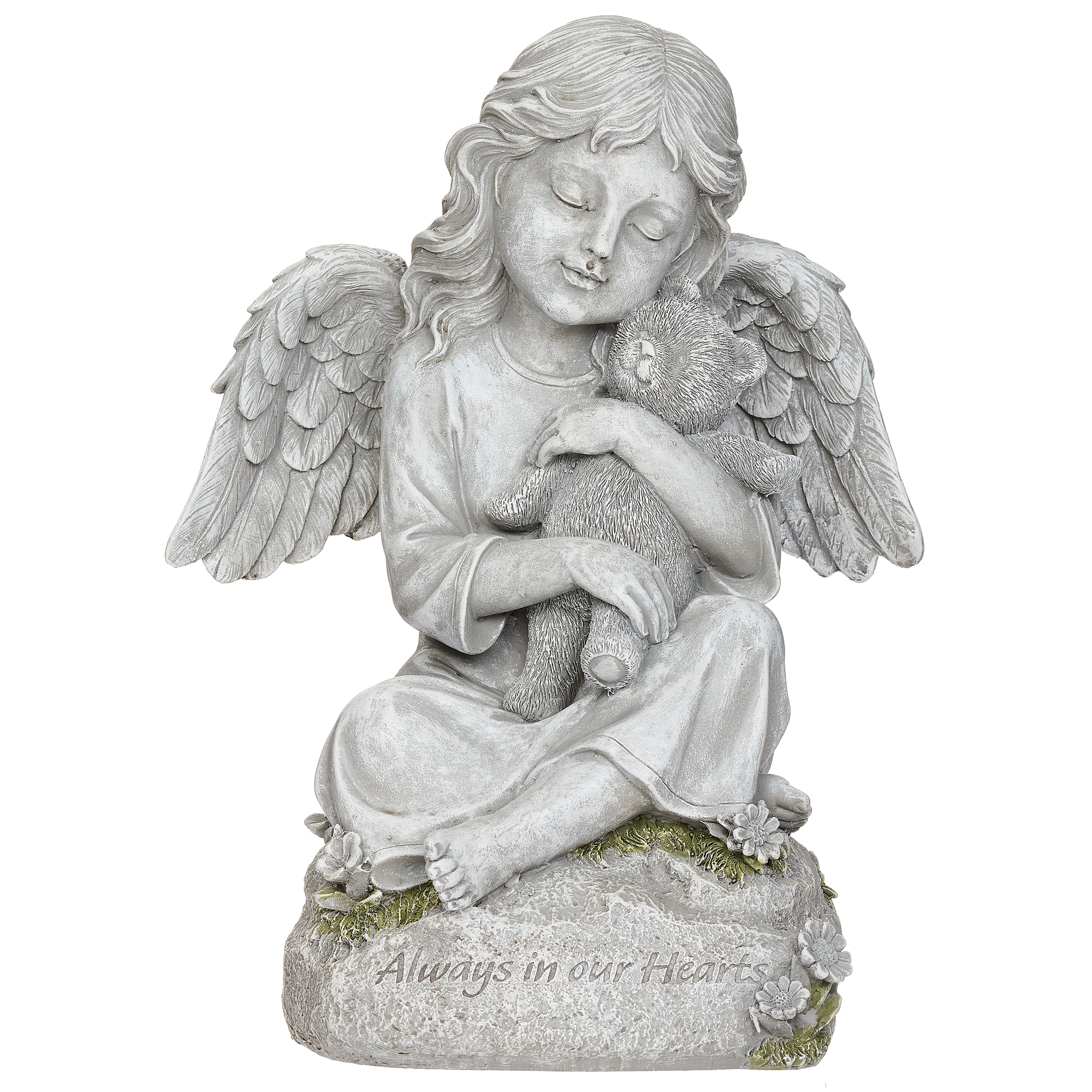 Angel Girl with Teddy Bear Memorial Statue