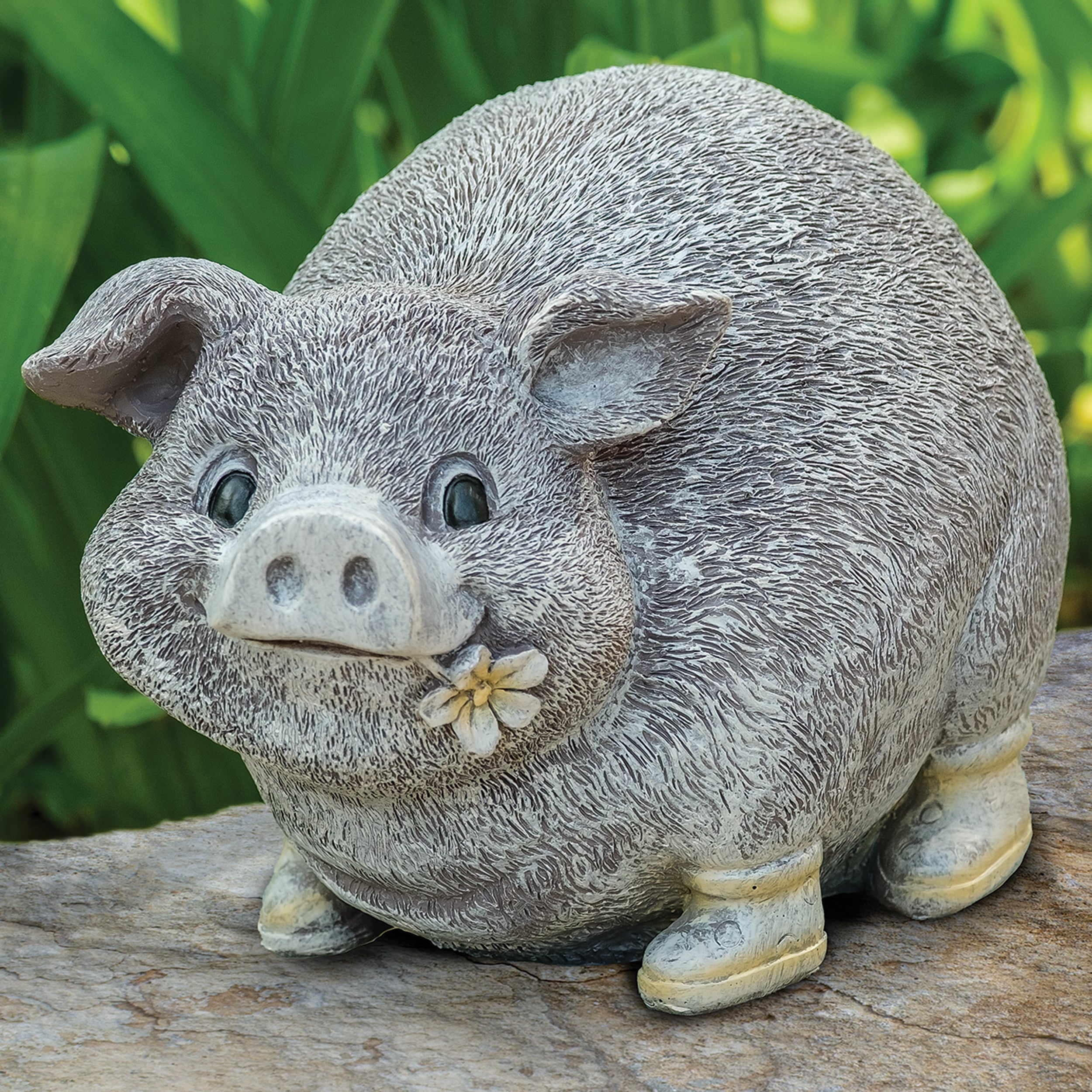 Pudgy Pals Pig in Rain Boots Garden Statue