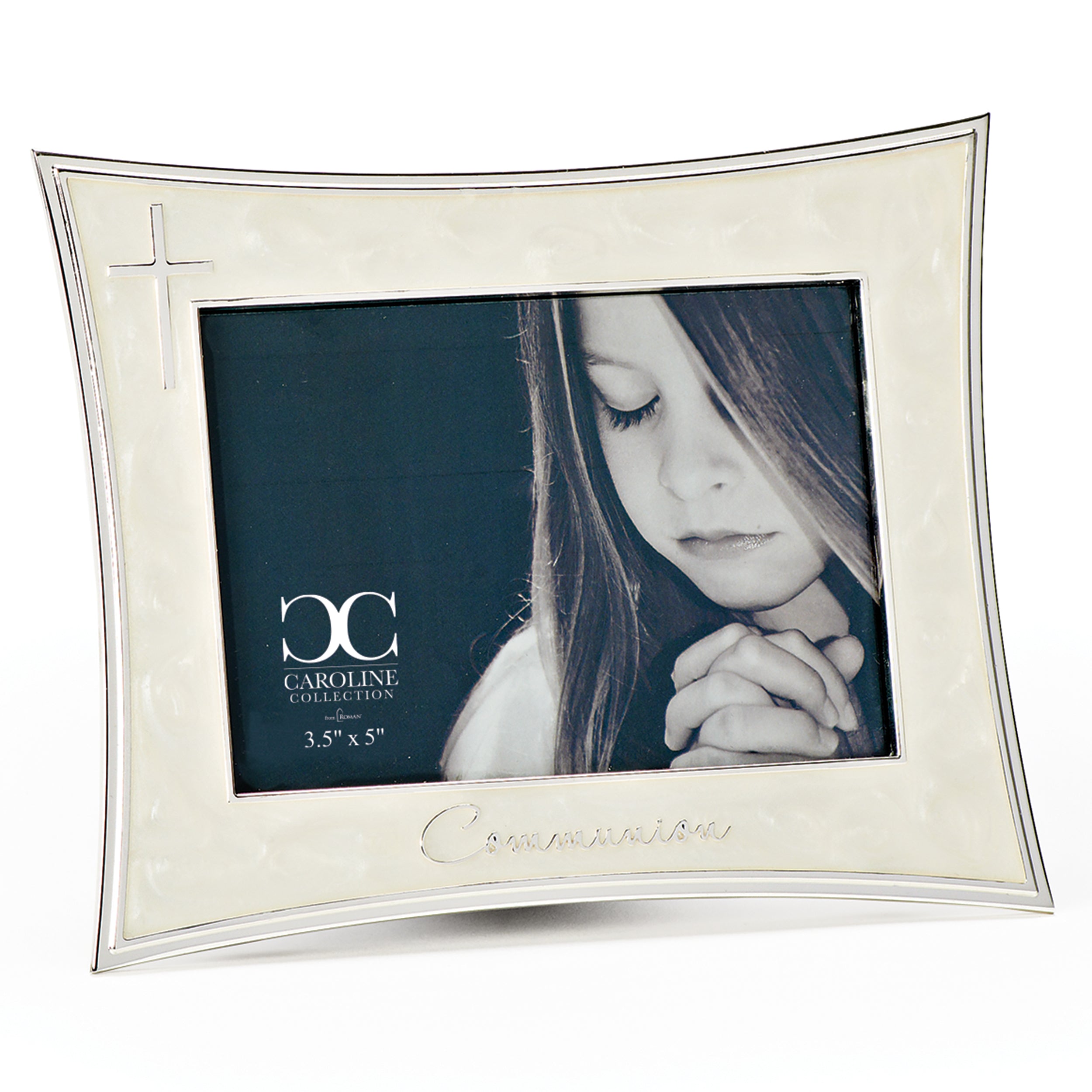 Caroline Collection Curved Ivory First Communion Frame with Cross