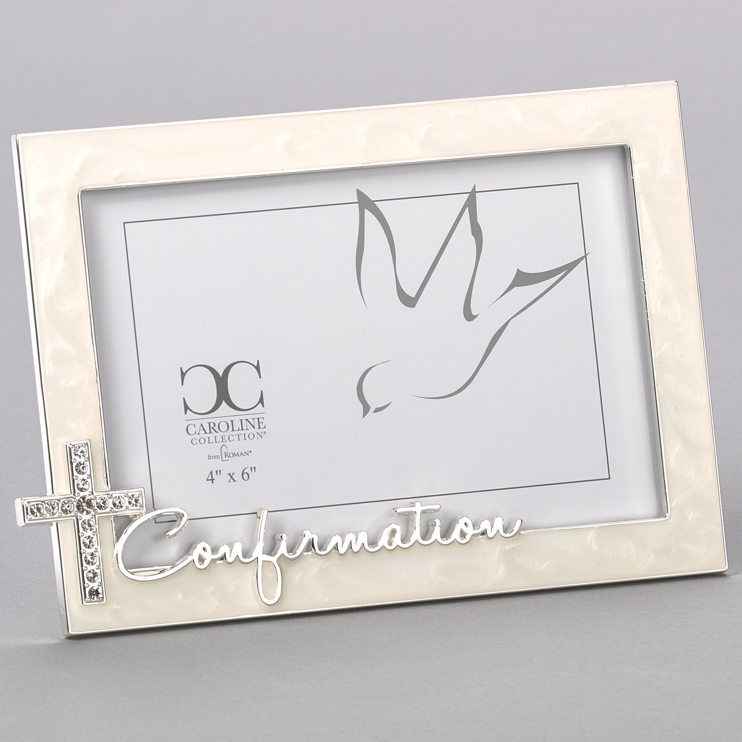 Caroline Collection Confirmation Frame with Rhinestone Cross