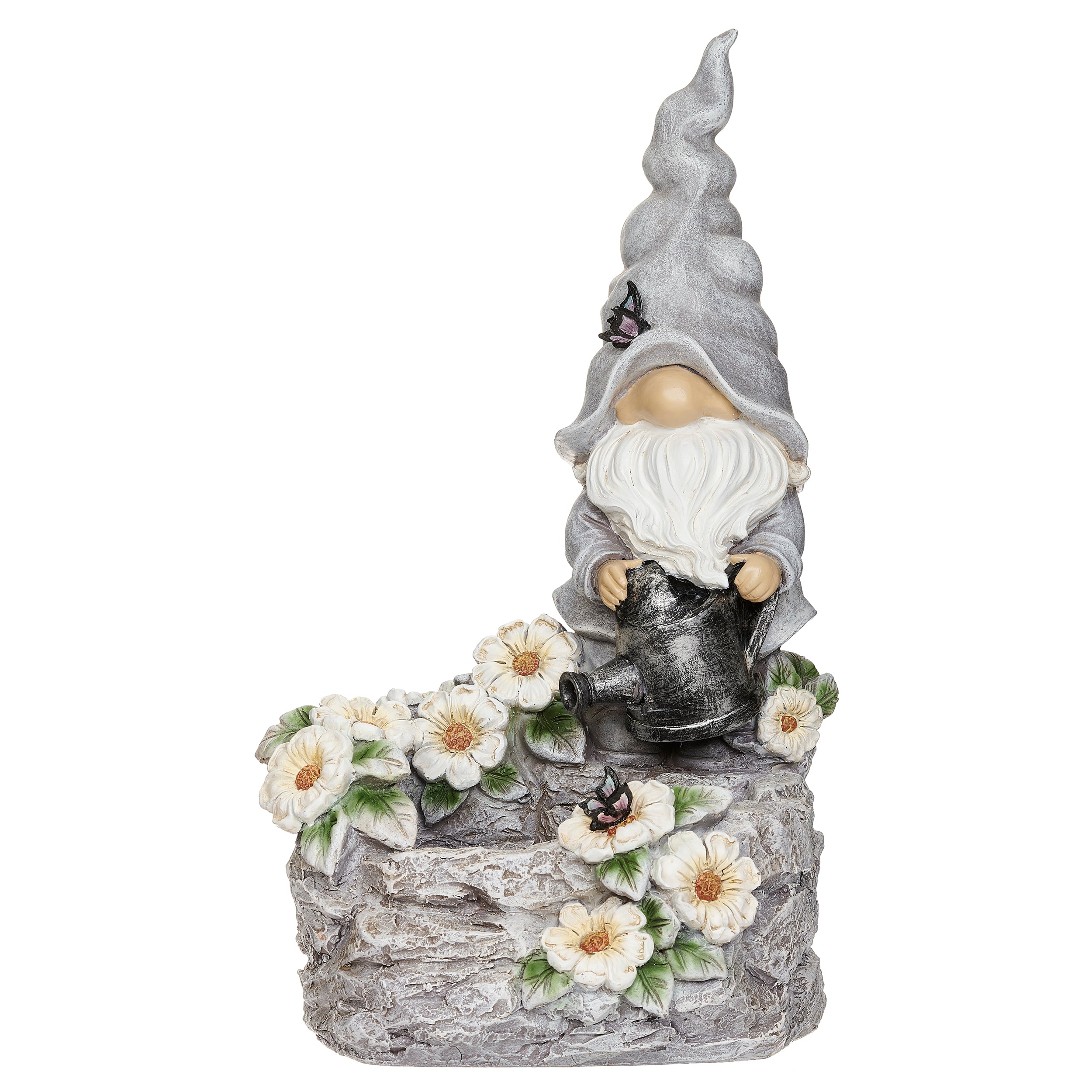 Gnome with Watering Can & Flowers Fountain