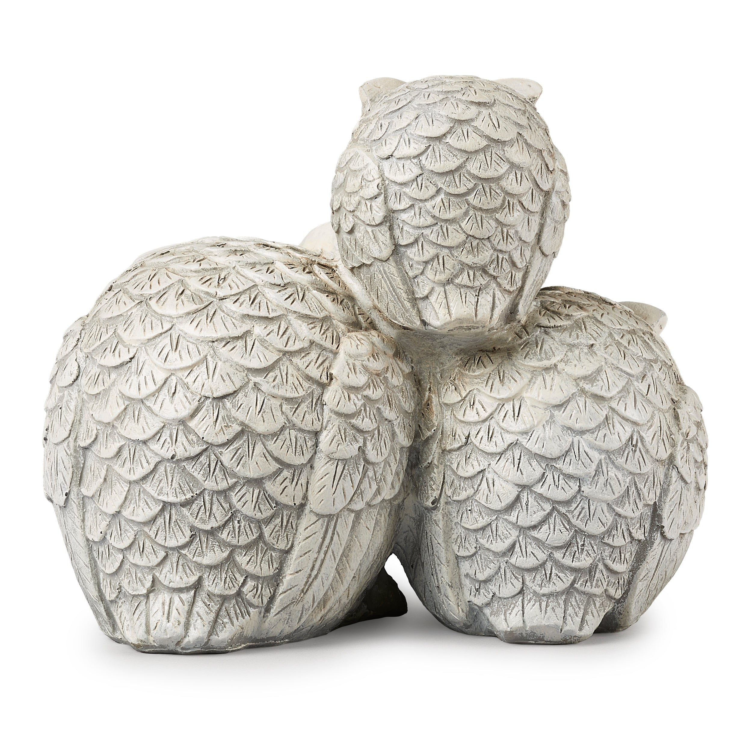 Pudgy Pals Stacked Owl Family Garden Statue