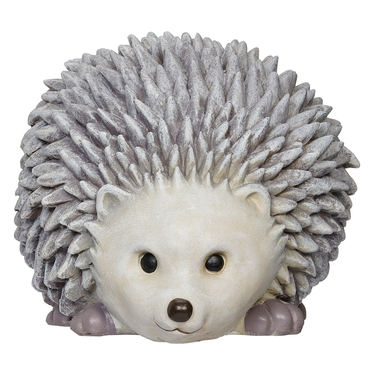 Opposite side view of Pudgy Pals Hedgehog Bluetooth Speaker showing the cream face and sculpted gray quills