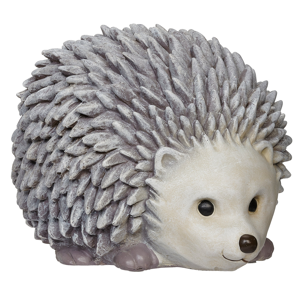Opposite front angled view of Pudgy Pals Hedgehog Bluetooth Speaker showing the hedgehog face and detailed quills