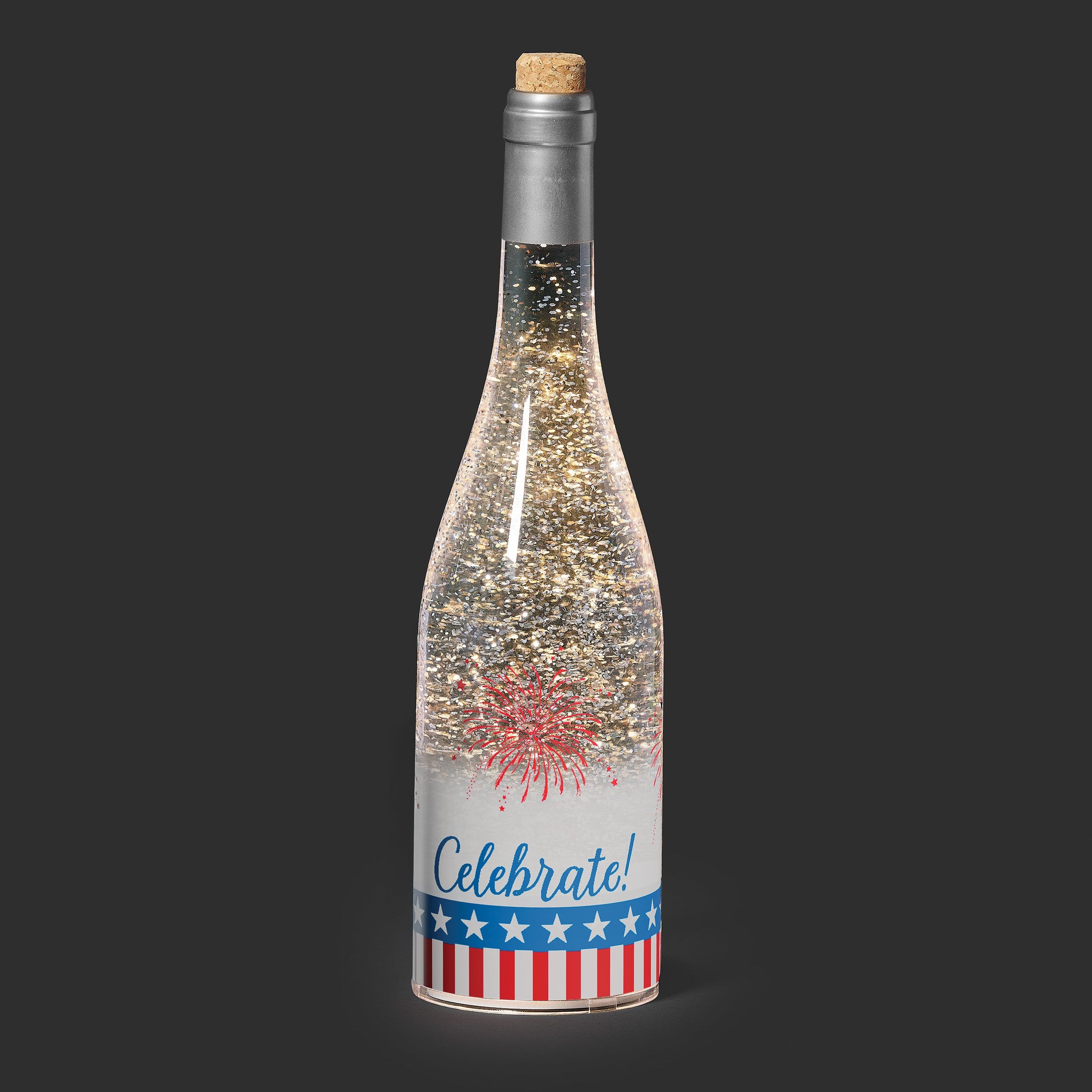 Patriotic Lighted Swirl Wine Bottle