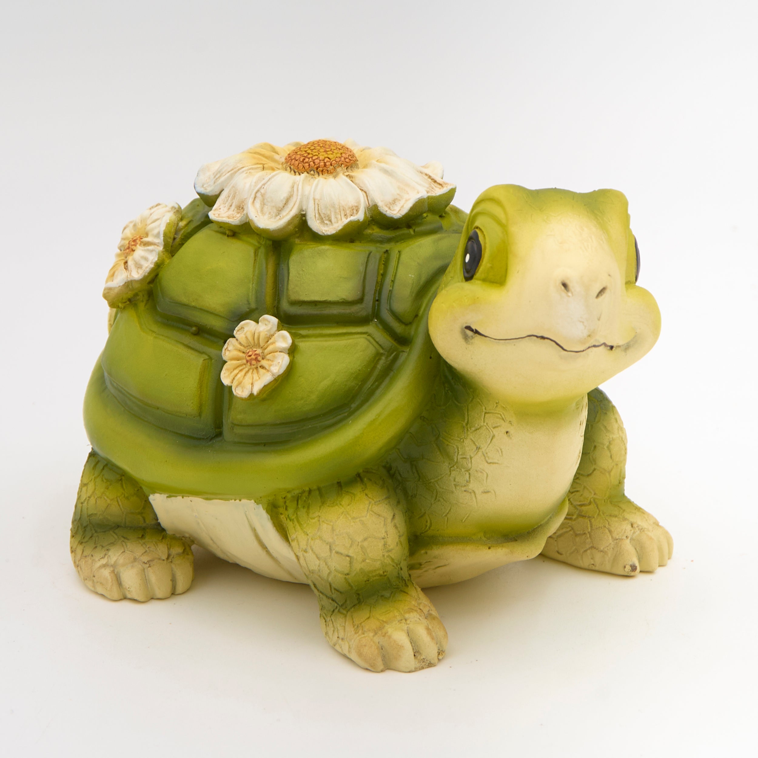 Smiling Turtle with Daisy Garden Statue