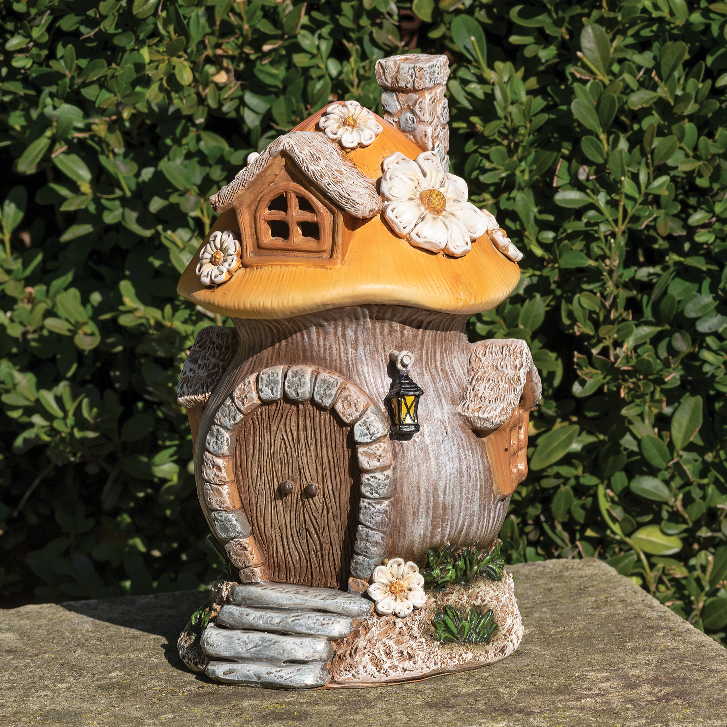 Lighted Mushroom Cottage Garden Statue