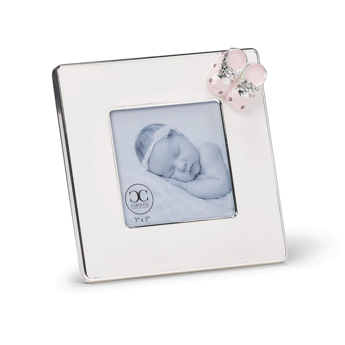 Caroline Collection Baby Shoe Picture Frame pink front view
