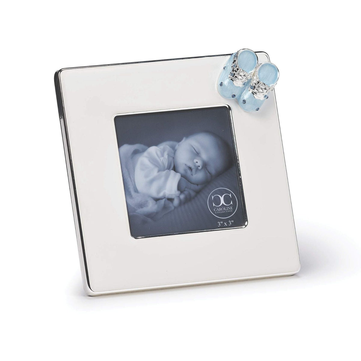 Caroline Collection Baby Shoe Picture Frame blue front view