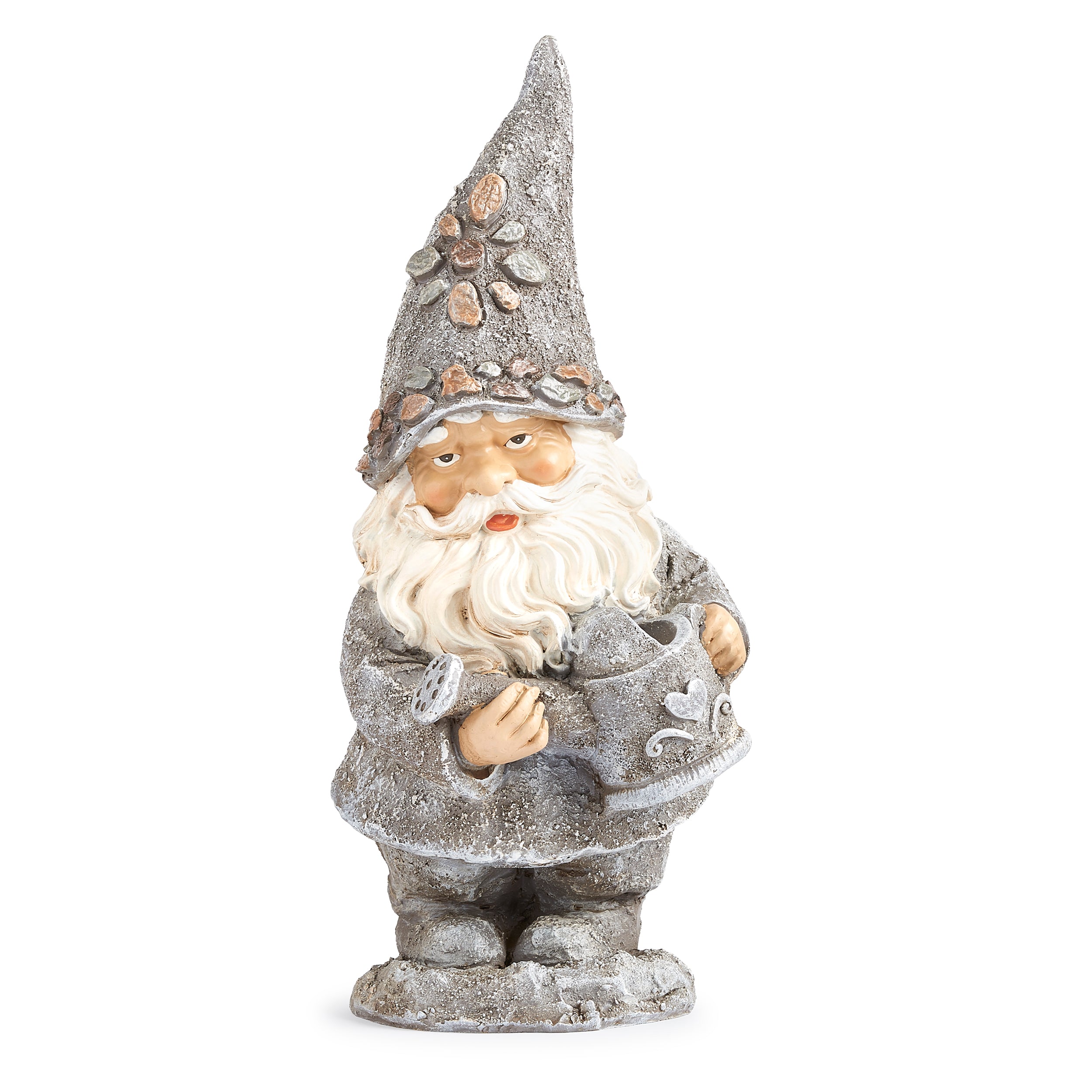 Stone-Look Gnome with Watering Can Garden Statue