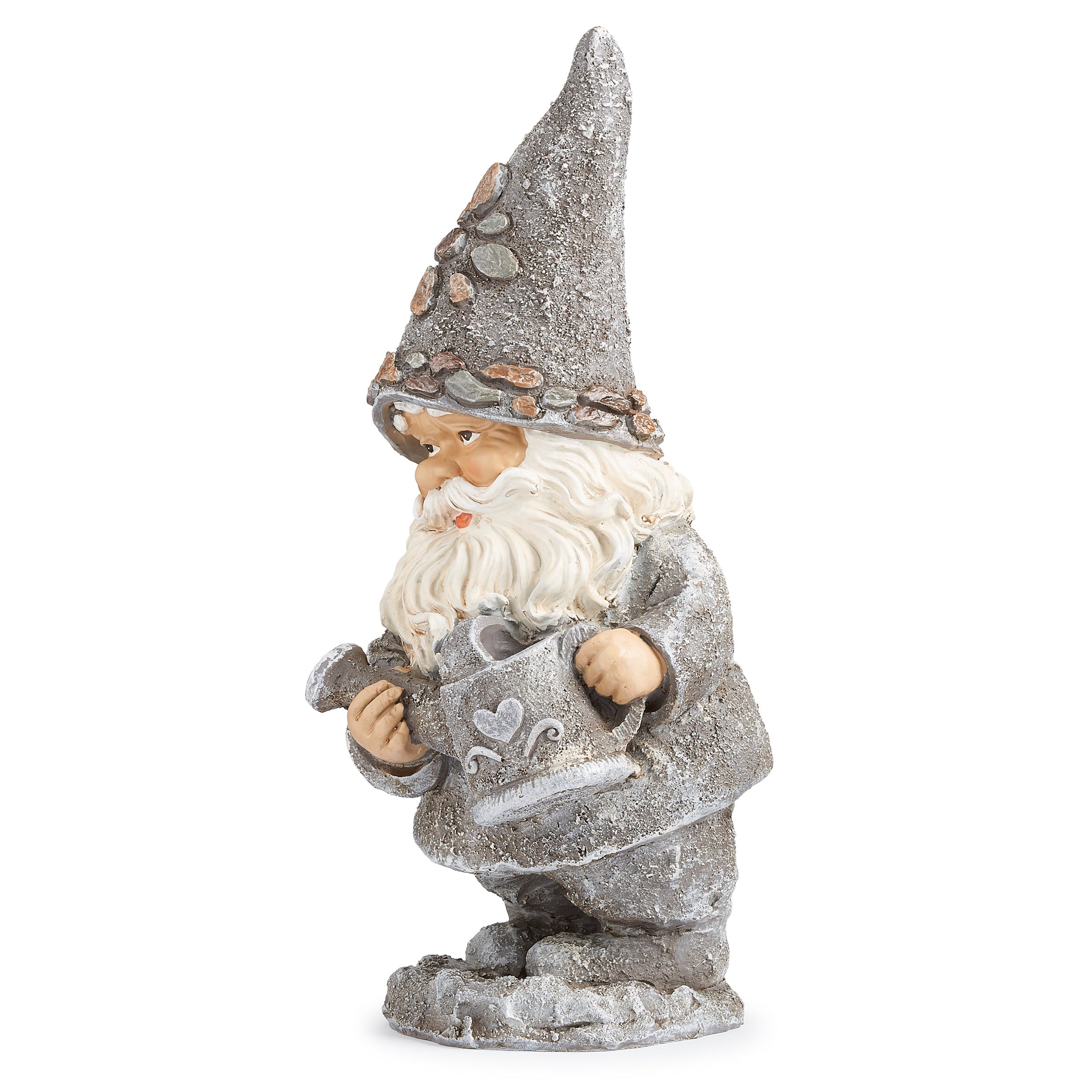 Stone-Look Gnome with Watering Can Garden Statue
