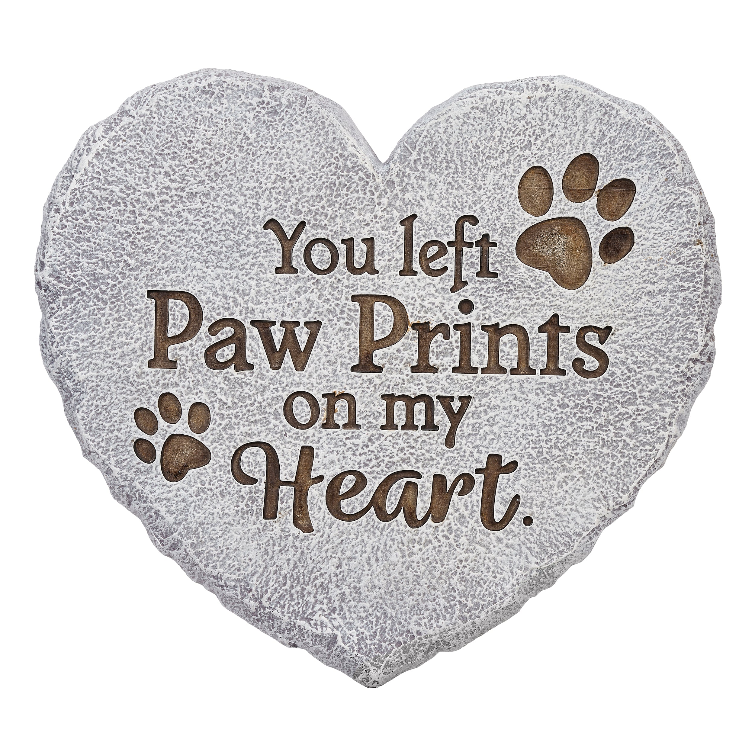 “You left Paw Prints on my Heart” - Pet Memorial Heart Garden Stone