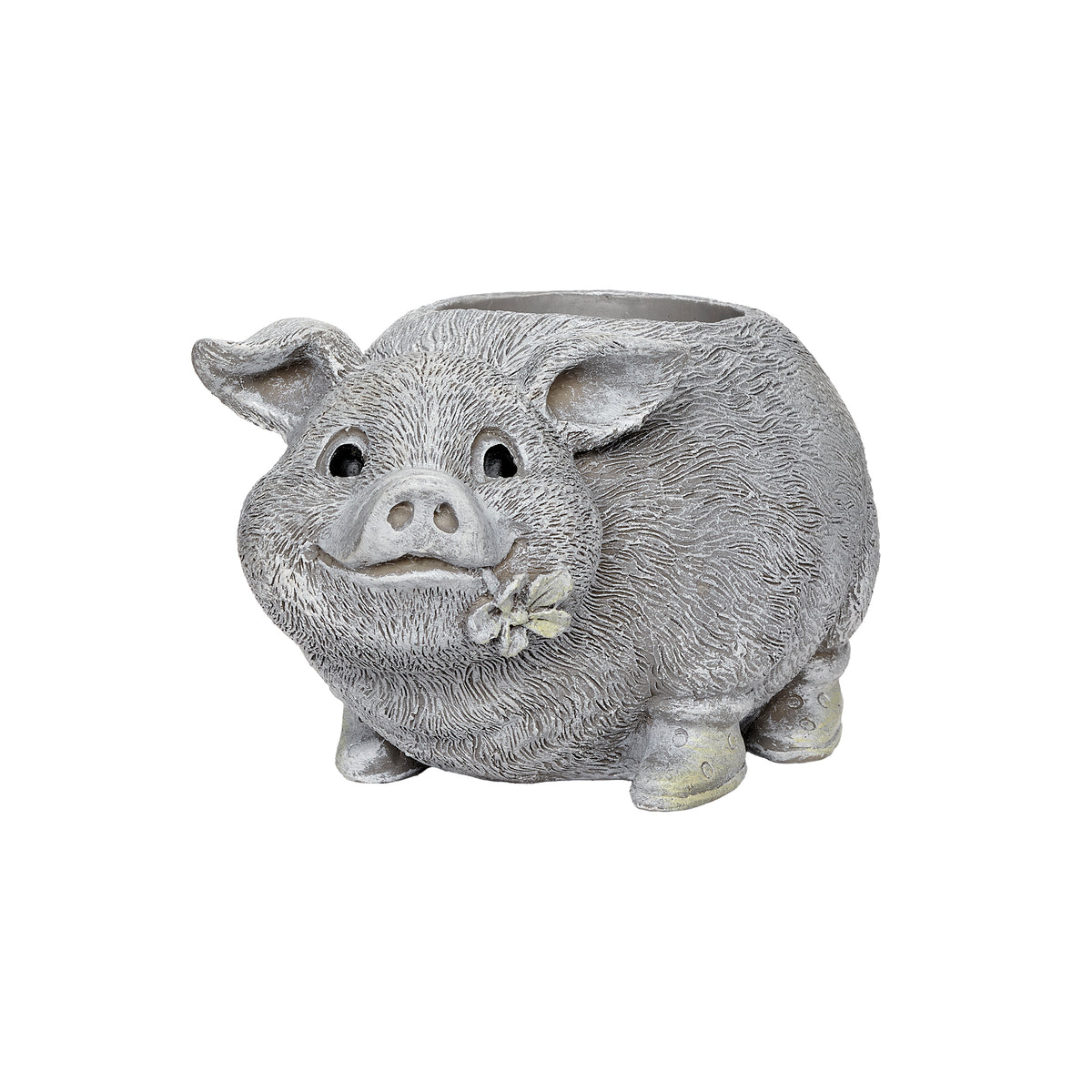 Front view of Pudgy Pals Mini Pig Planter showing the cheerful pig face, textured body, and planter opening