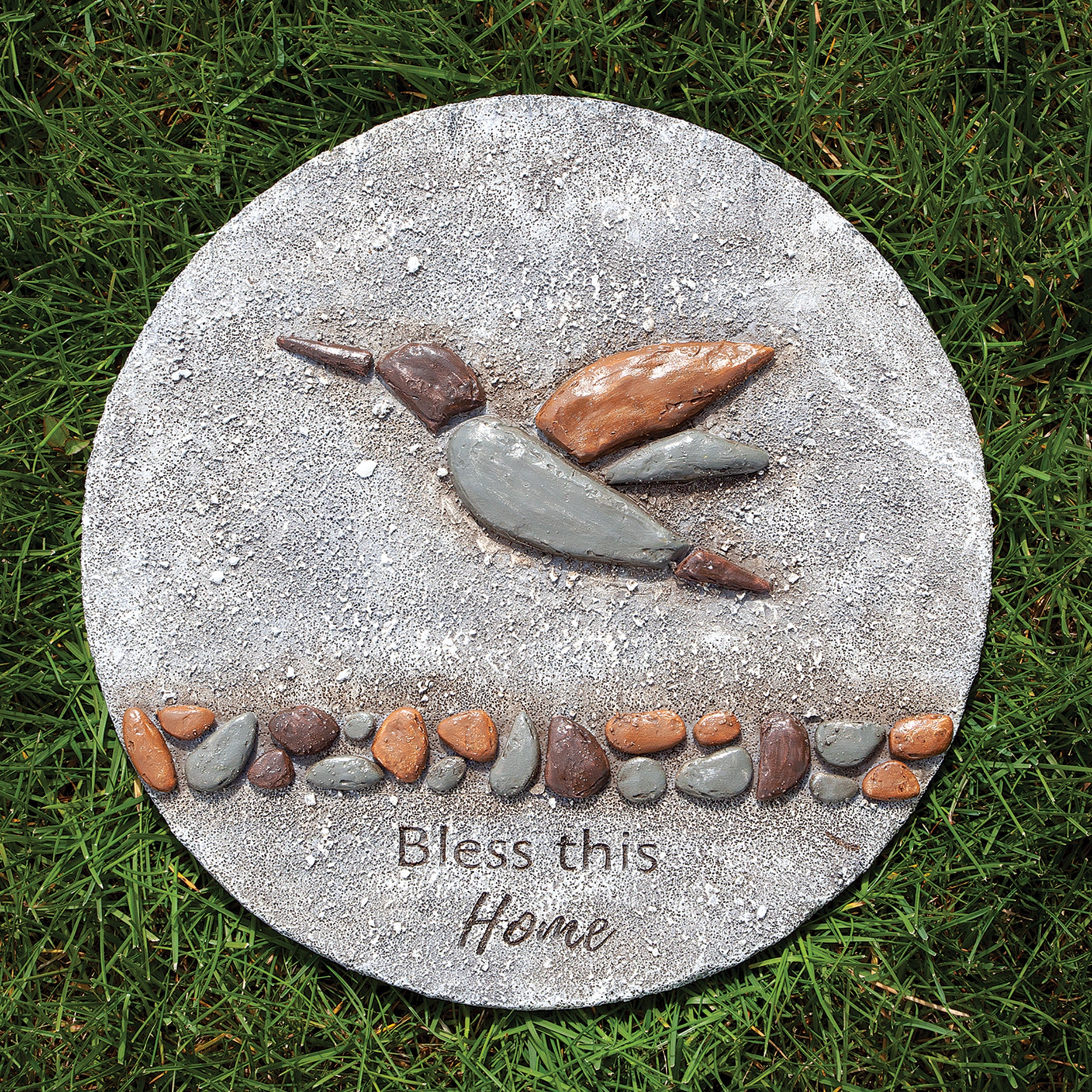 Bless This Home Pebble Hummingbird Stepping Stone