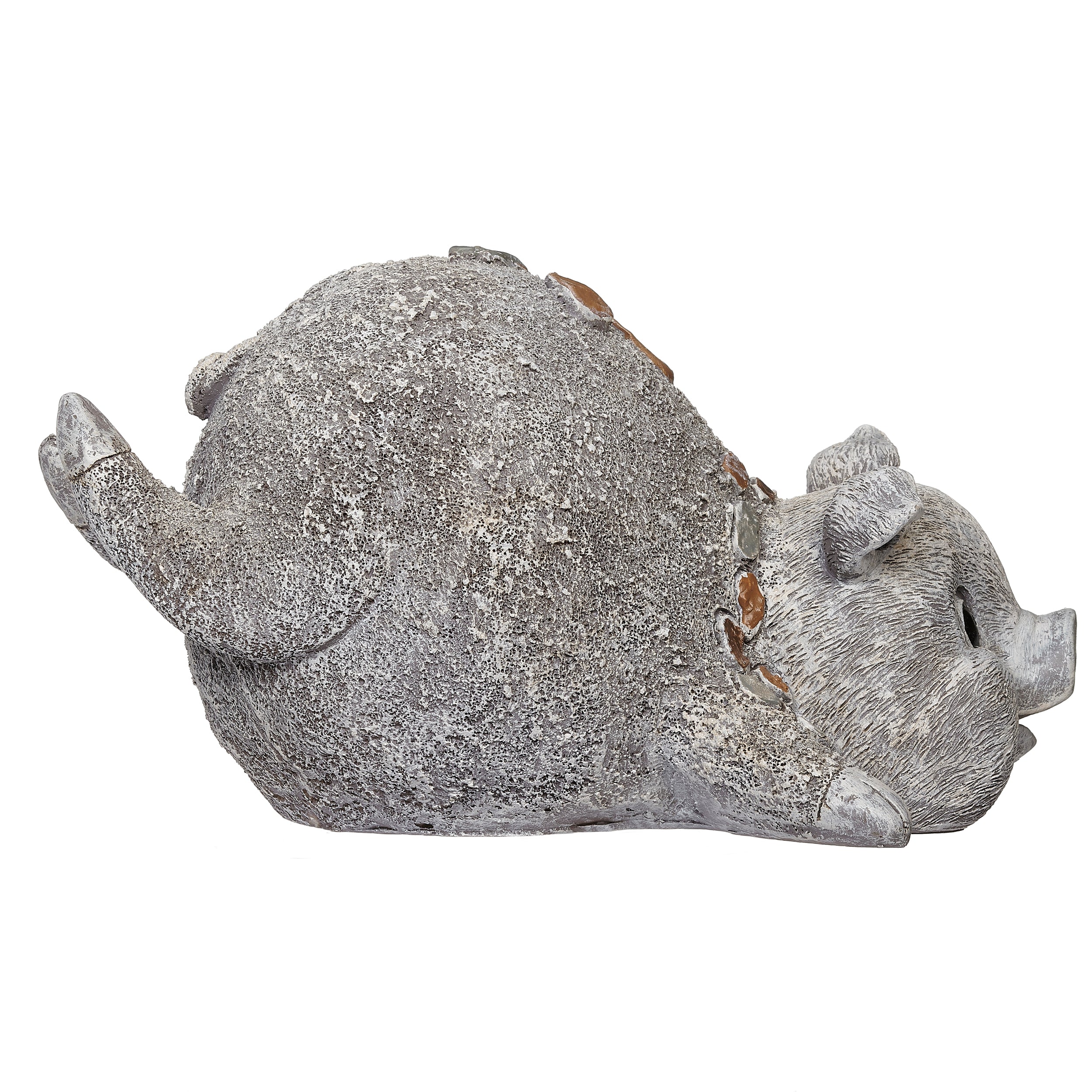 Pebble Flower Pig Garden Statue