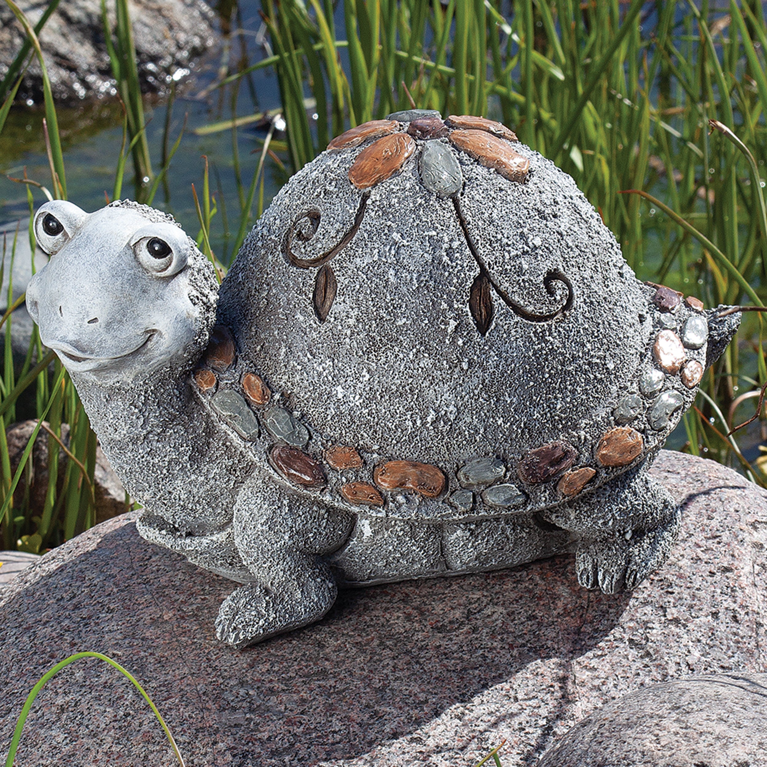 Pebble Flower Turtle Garden Statue