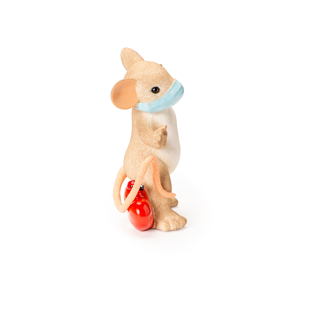 Side view of Charming Tails Cannot Mask My Love Figure showing the mouse profile, blue mask, and heart accent