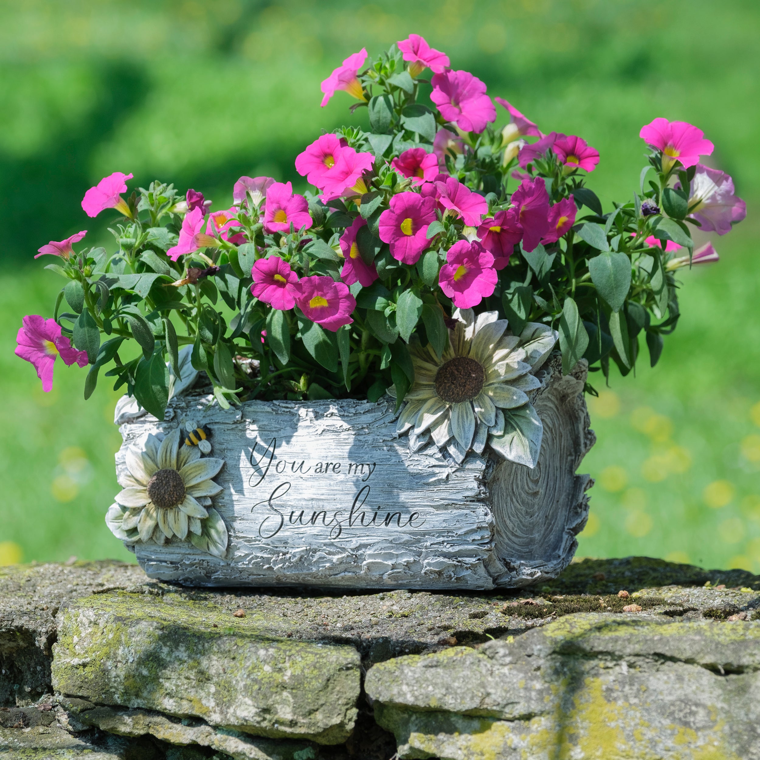You are my sunshine decorative log with flowers