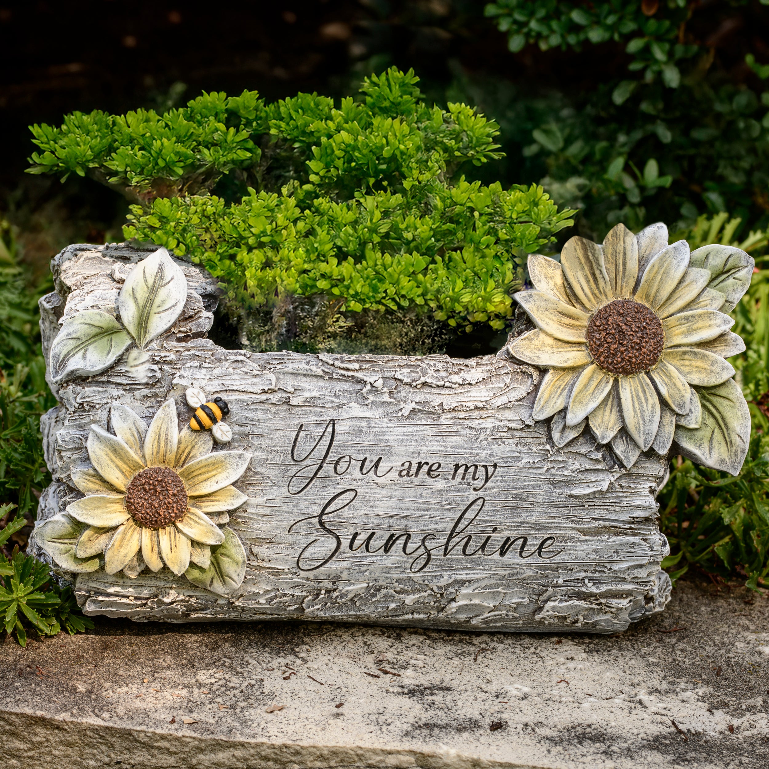 You are my sunshine decorative log outside