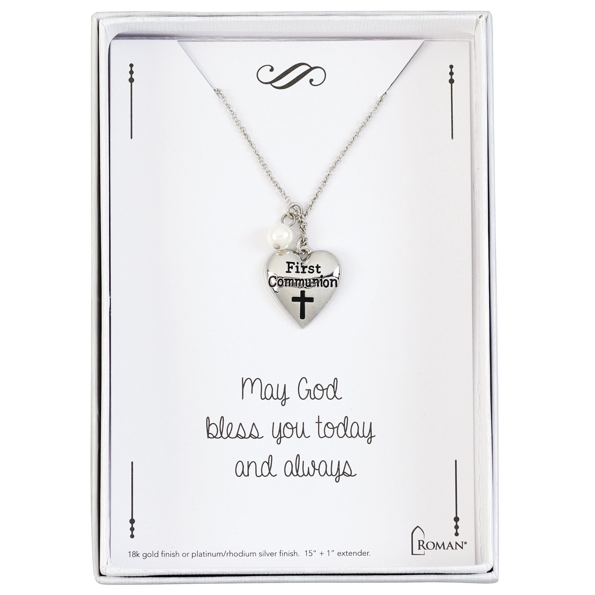 Girls First Communion Heart Pendant Necklace