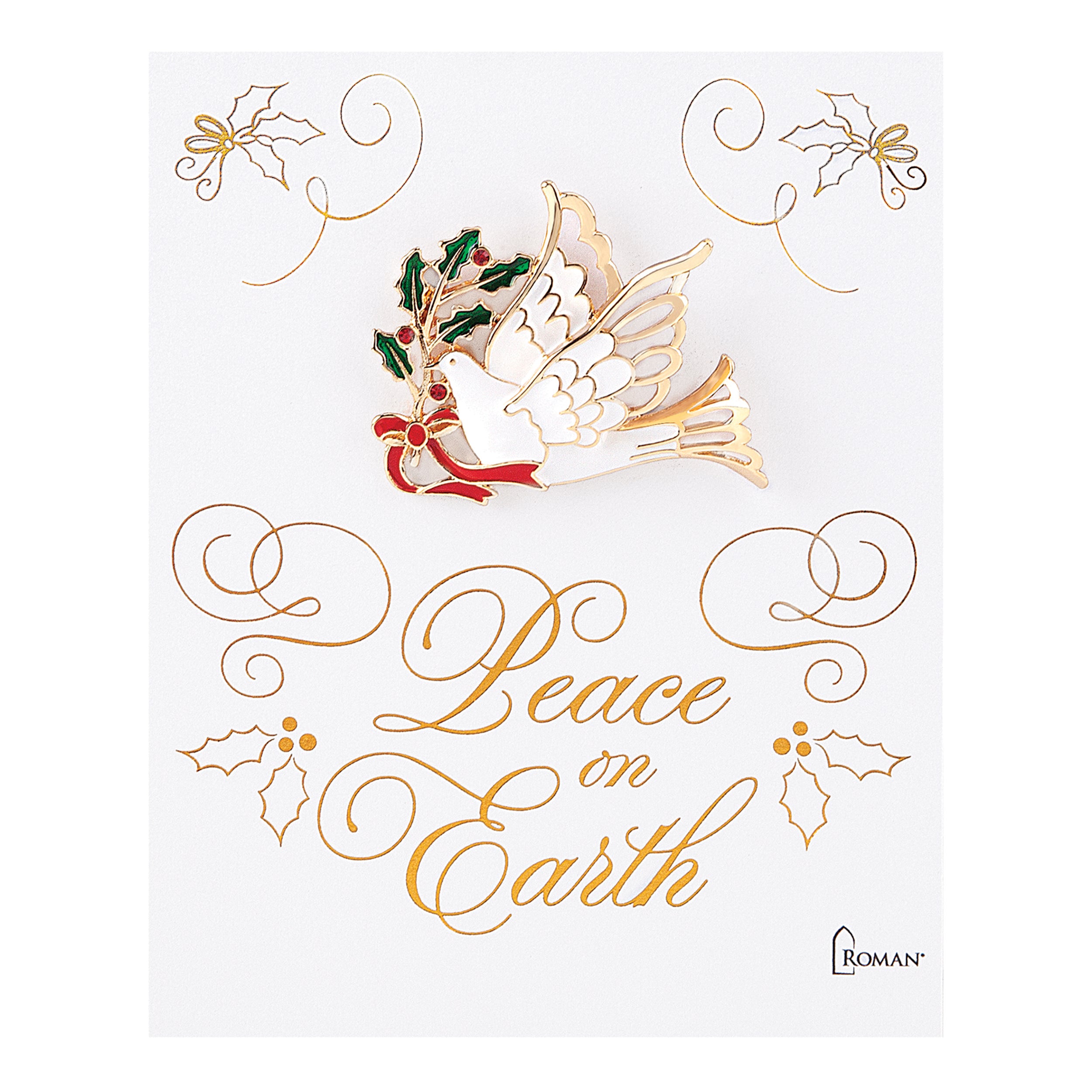 Peace on Earth Christmas Dove Pin