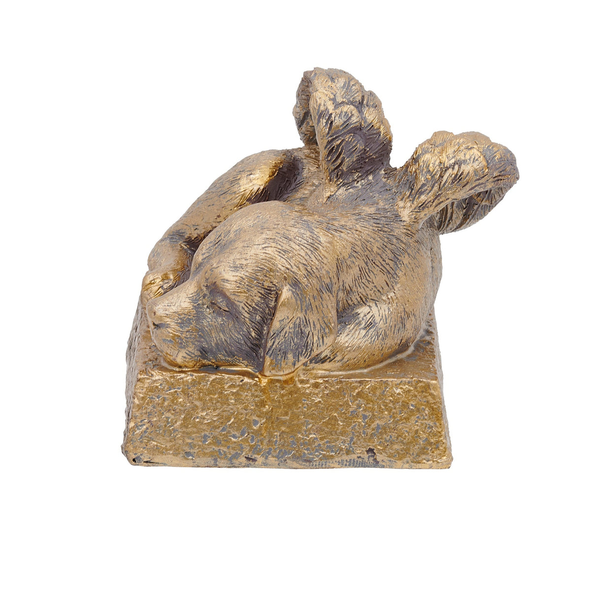 Opposite side view of Dog with Wings Memorial Garden Statue showing the peaceful pose and sculpted angel wings