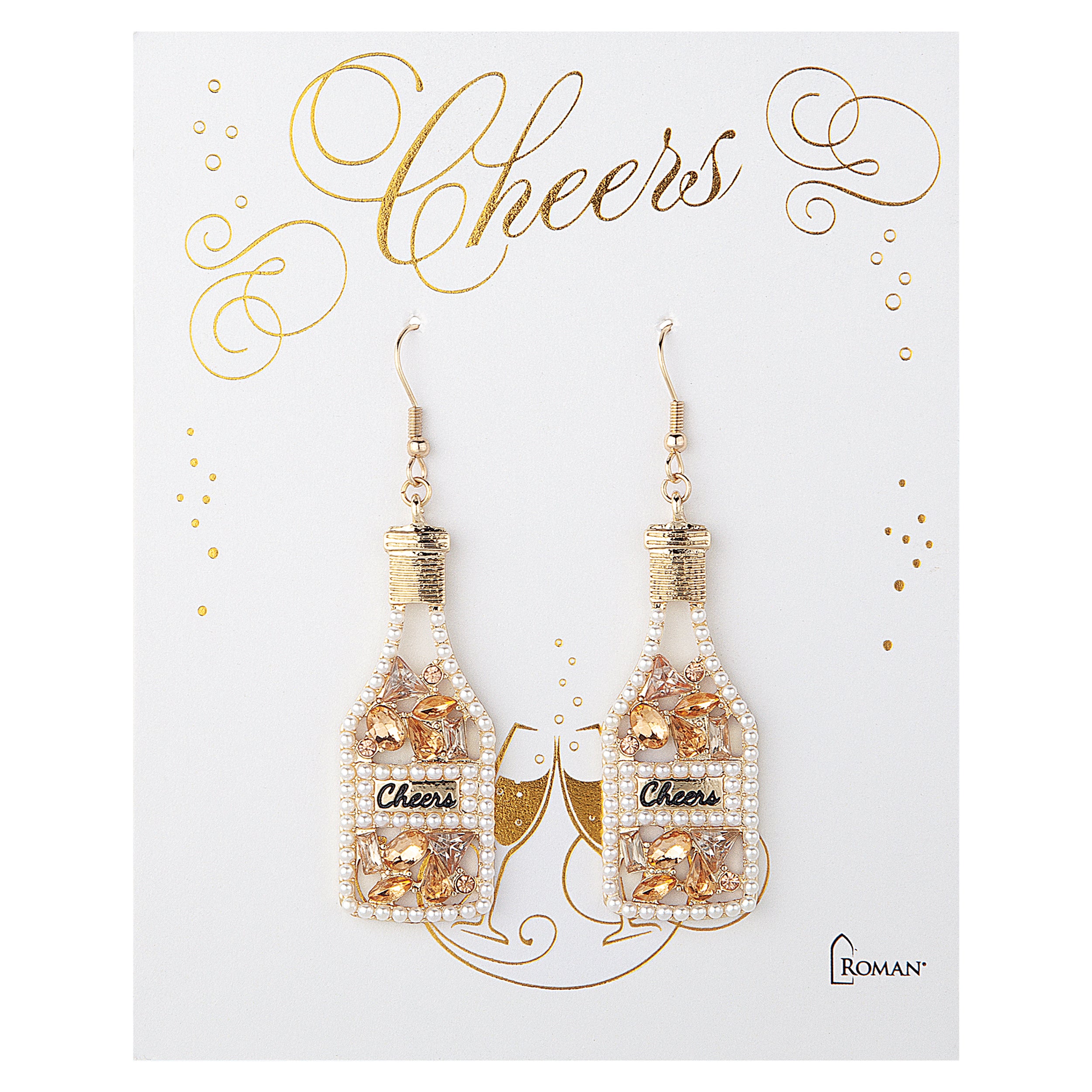 Festive Champagne Bottle Dangle Earrings