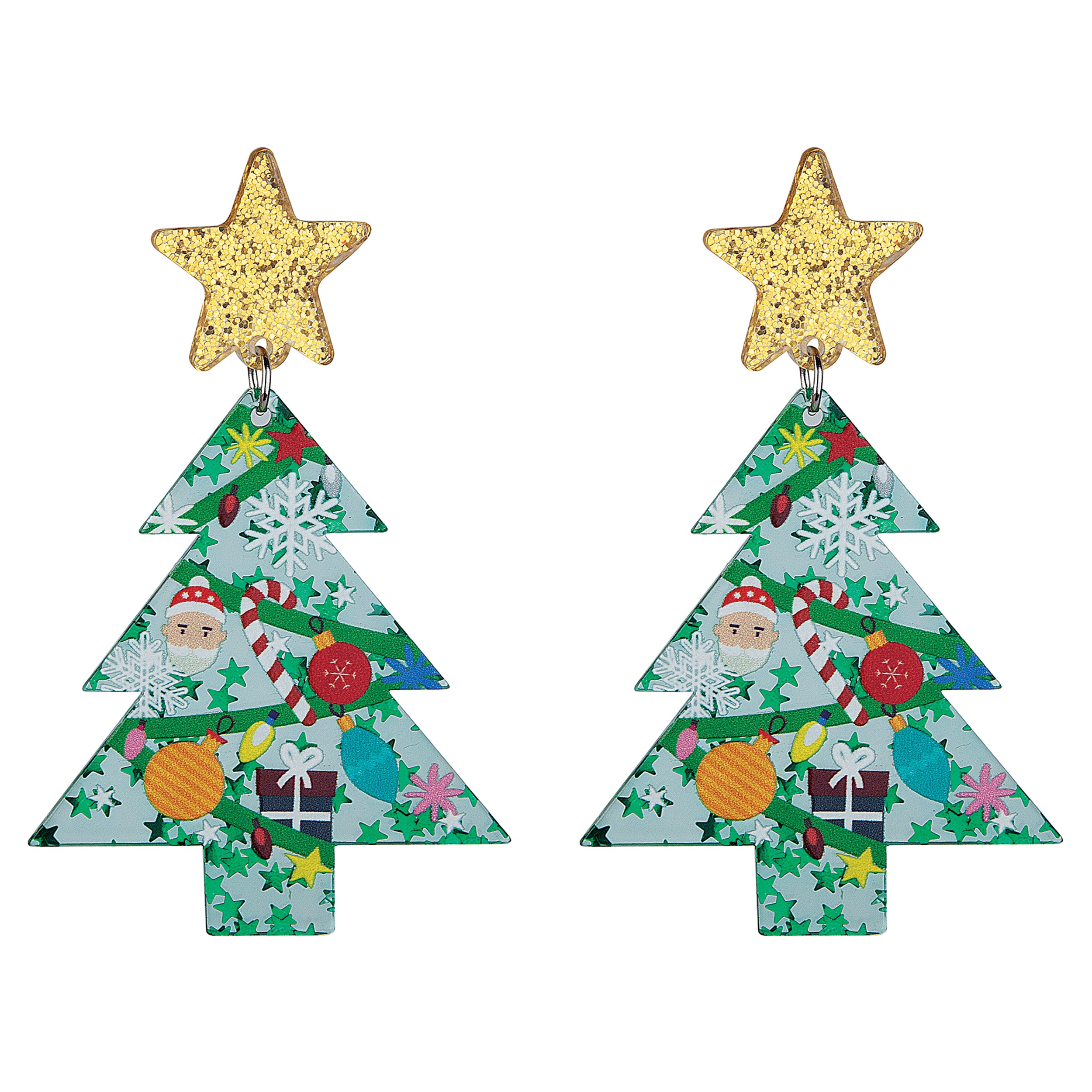Santa Christmas Tree Dangle Earrings