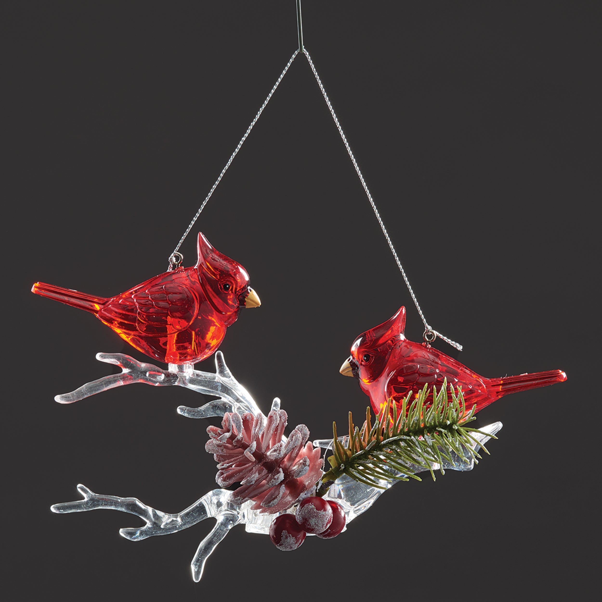 Two Cardinals on Branch Ornament