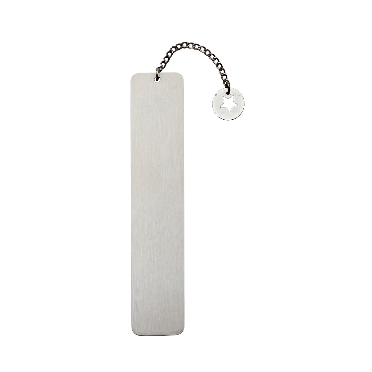 Back view of Next Chapter stainless steel bookmark with dangling star charm