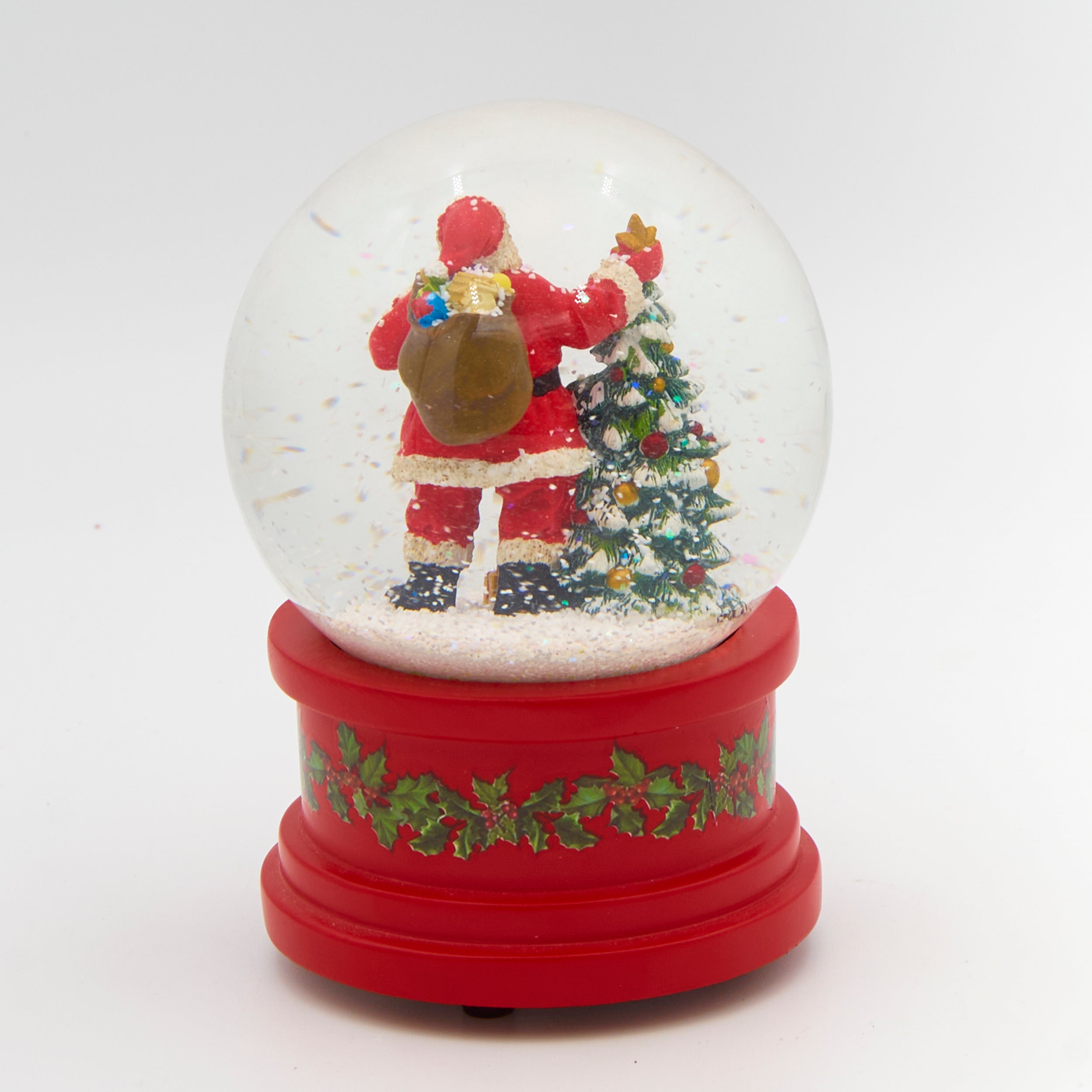 Glitterdome Musical Santa With Tree – "Here Comes Santa Claus" Tune