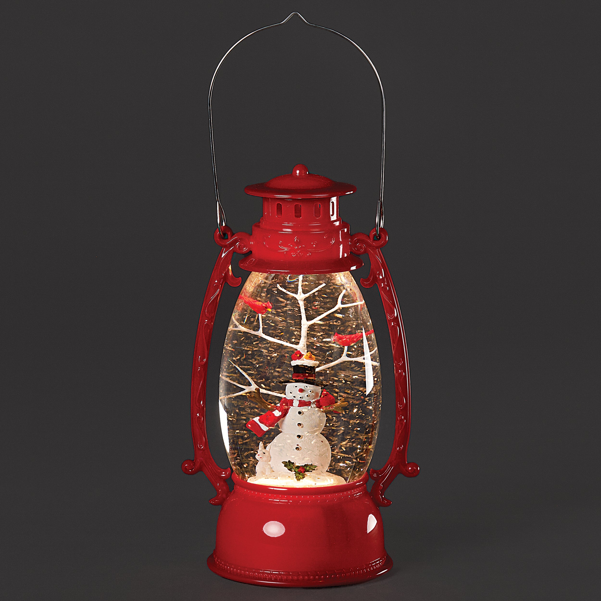 Confetti Lites Lighted Swirl Vintage Lantern with Snowman & Cardinal S
