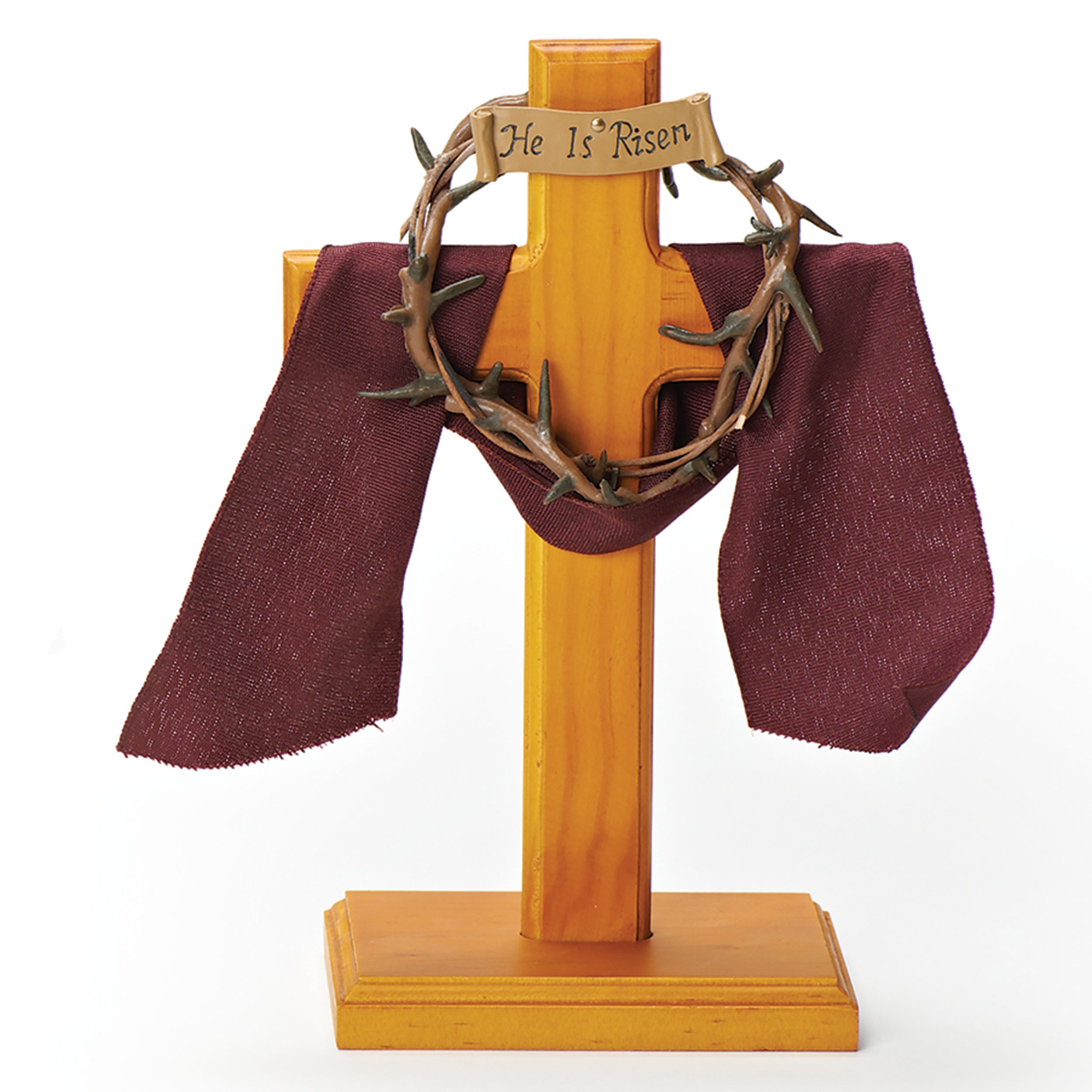 "He Is Risen" Crown of Thorns Standing Cross