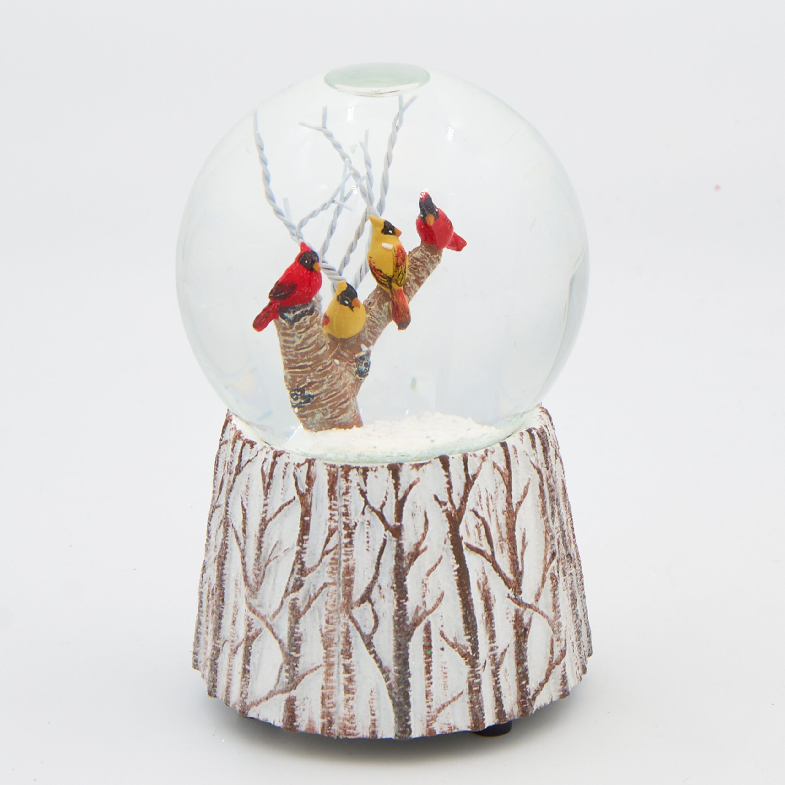 Glitterdome Musical Cardinals on Branch – "We Wish You a Merry Christmas" Tune