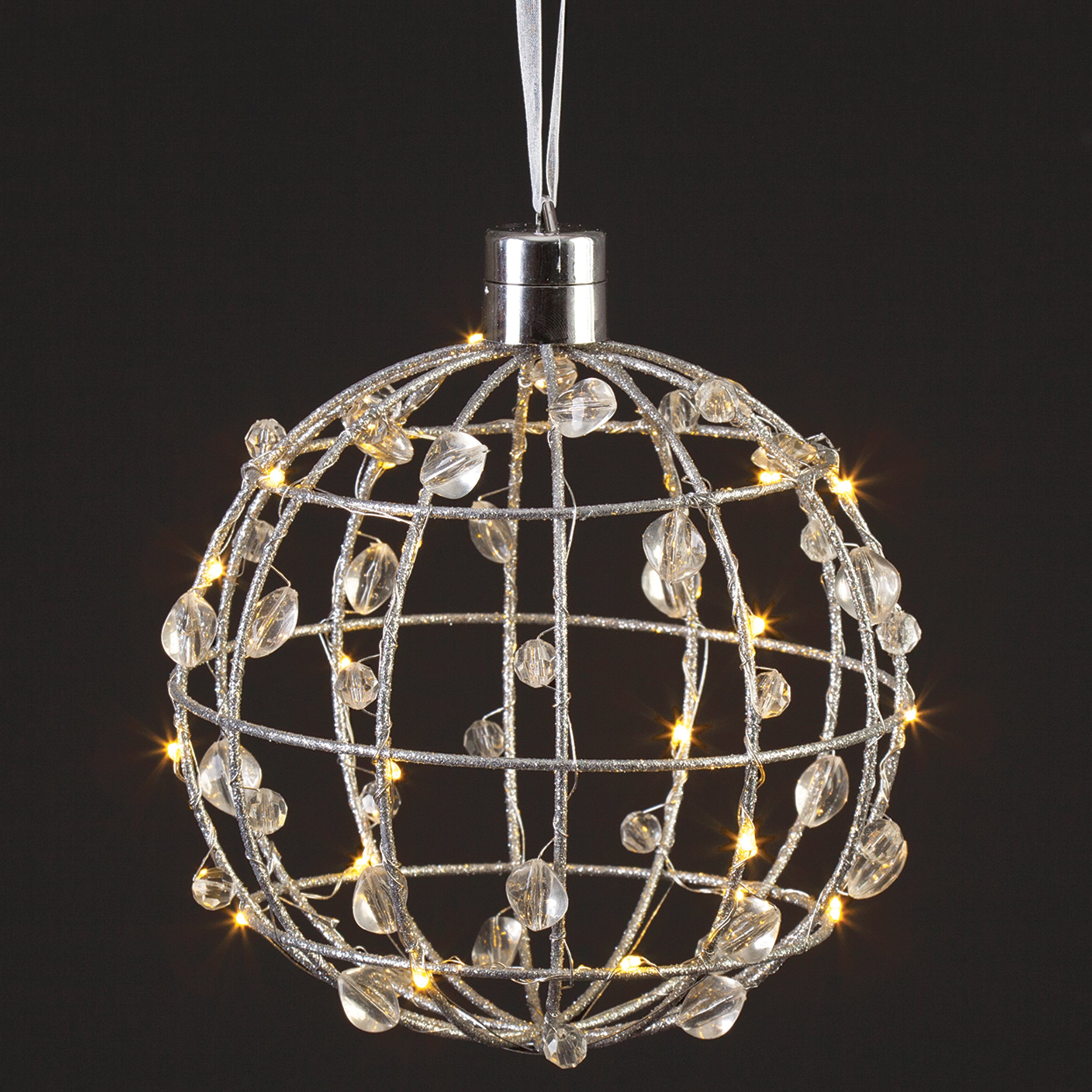 Lighted Orb Ornament with Crystals