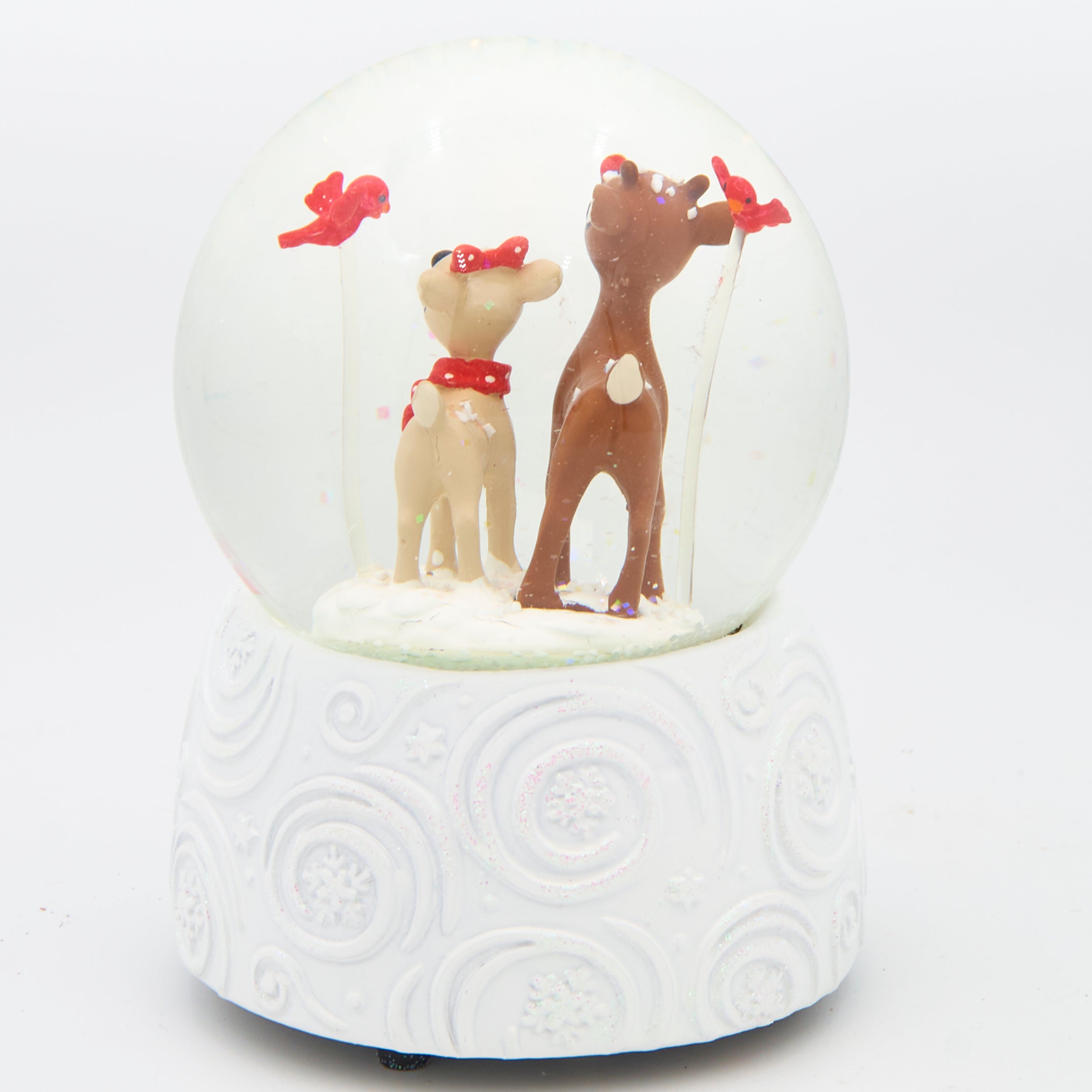 Rudolph with Clarice & Cardinals Glitterdome - "Rudolph the Red Nose Reindeer" Tune