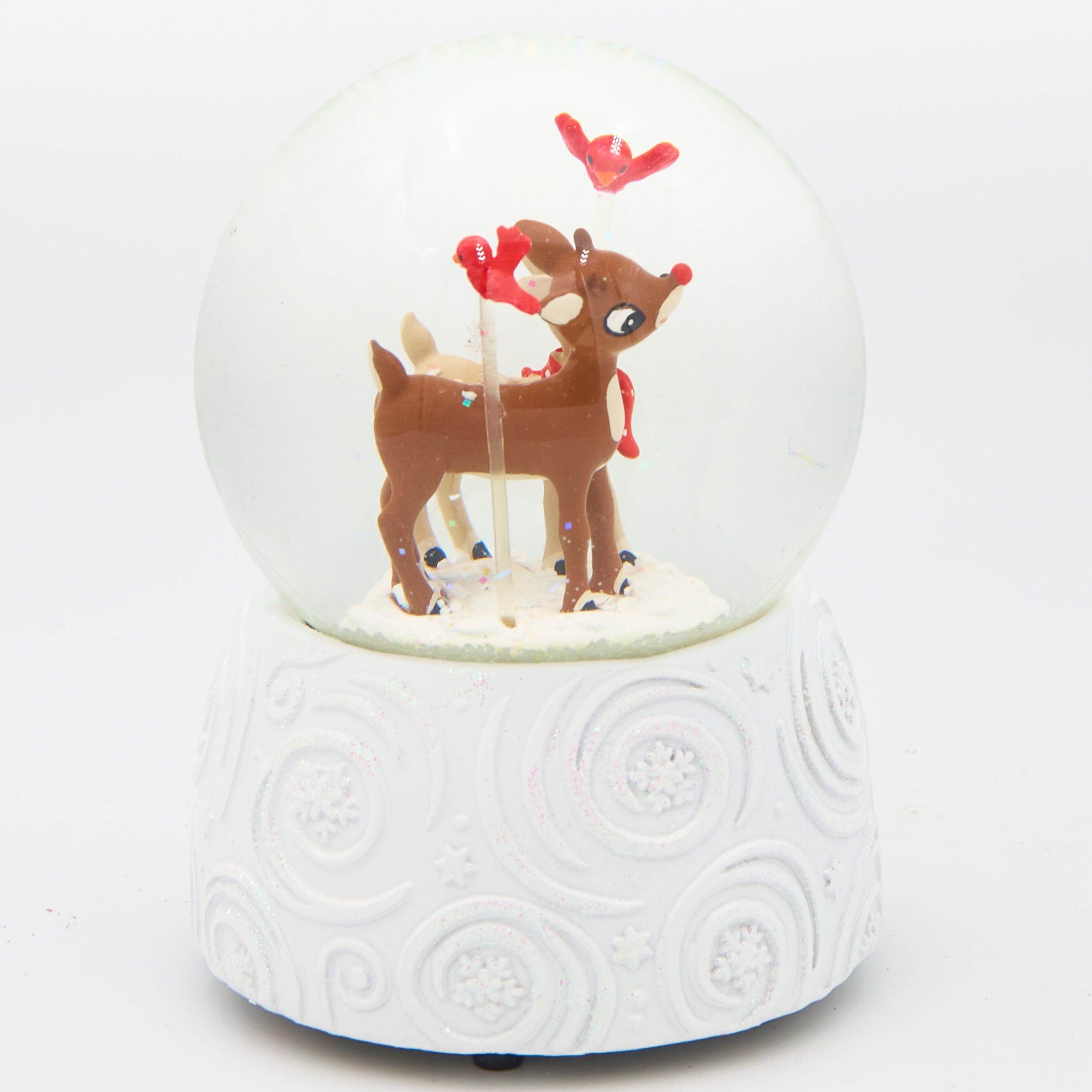 Rudolph with Clarice & Cardinals Glitterdome - "Rudolph the Red Nose Reindeer" Tune