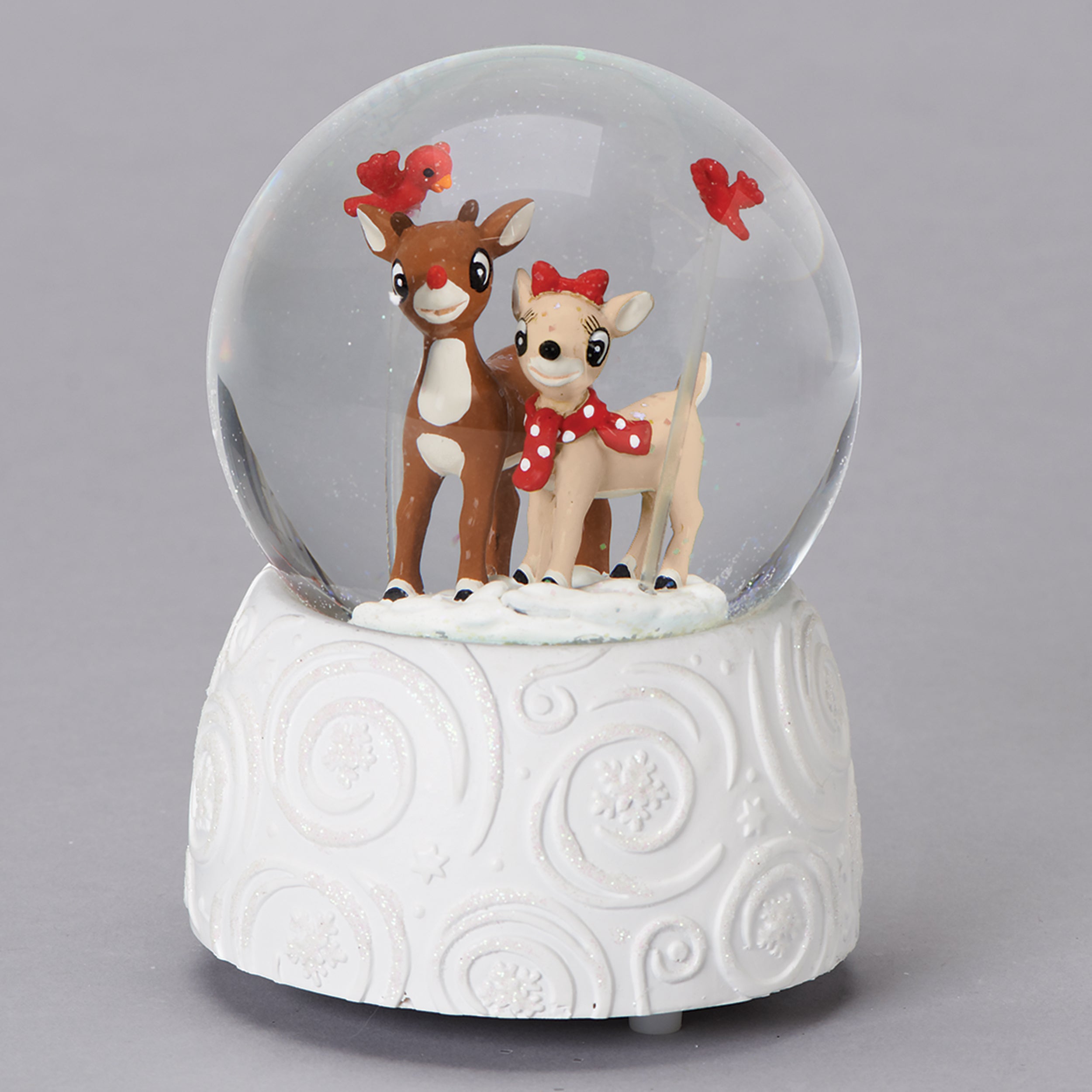 Rudolph with Clarice & Cardinals Glitterdome - "Rudolph the Red Nose Reindeer" Tune