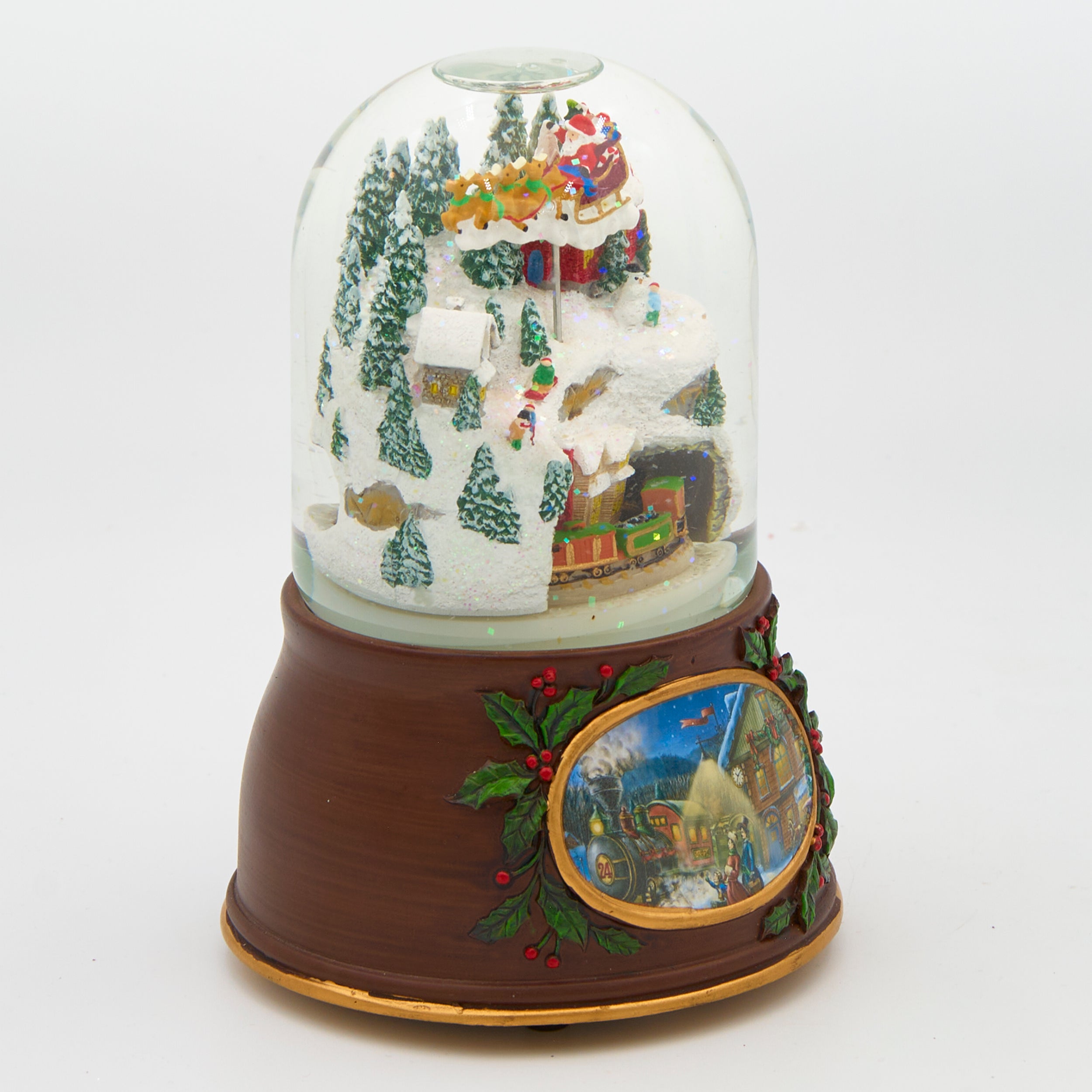 Glitterdome Musical Village & Rotating Train with Santa Bullet – "Up on the House Top" Tune