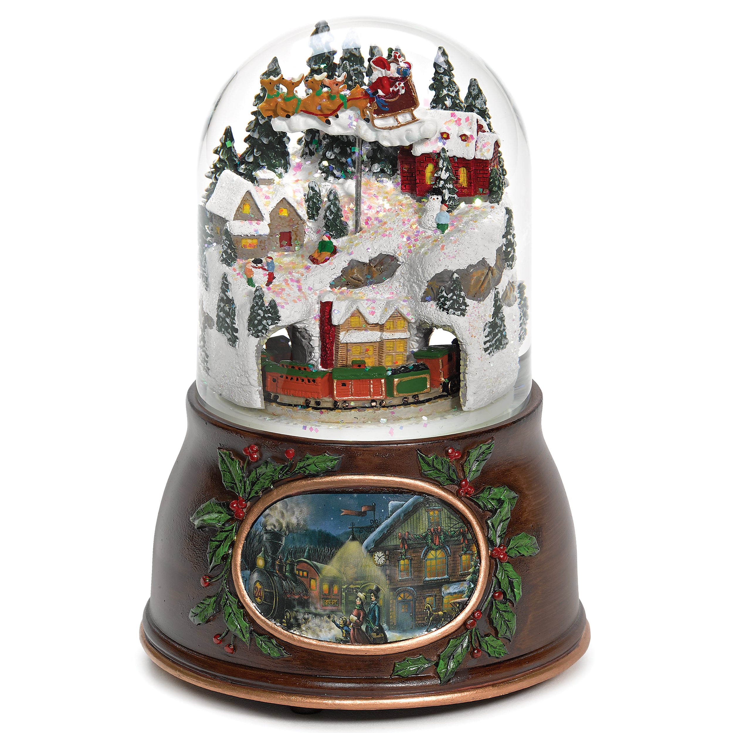 Glitterdome Musical Village & Rotating Train with Santa Bullet – "Up on the House Top" Tune