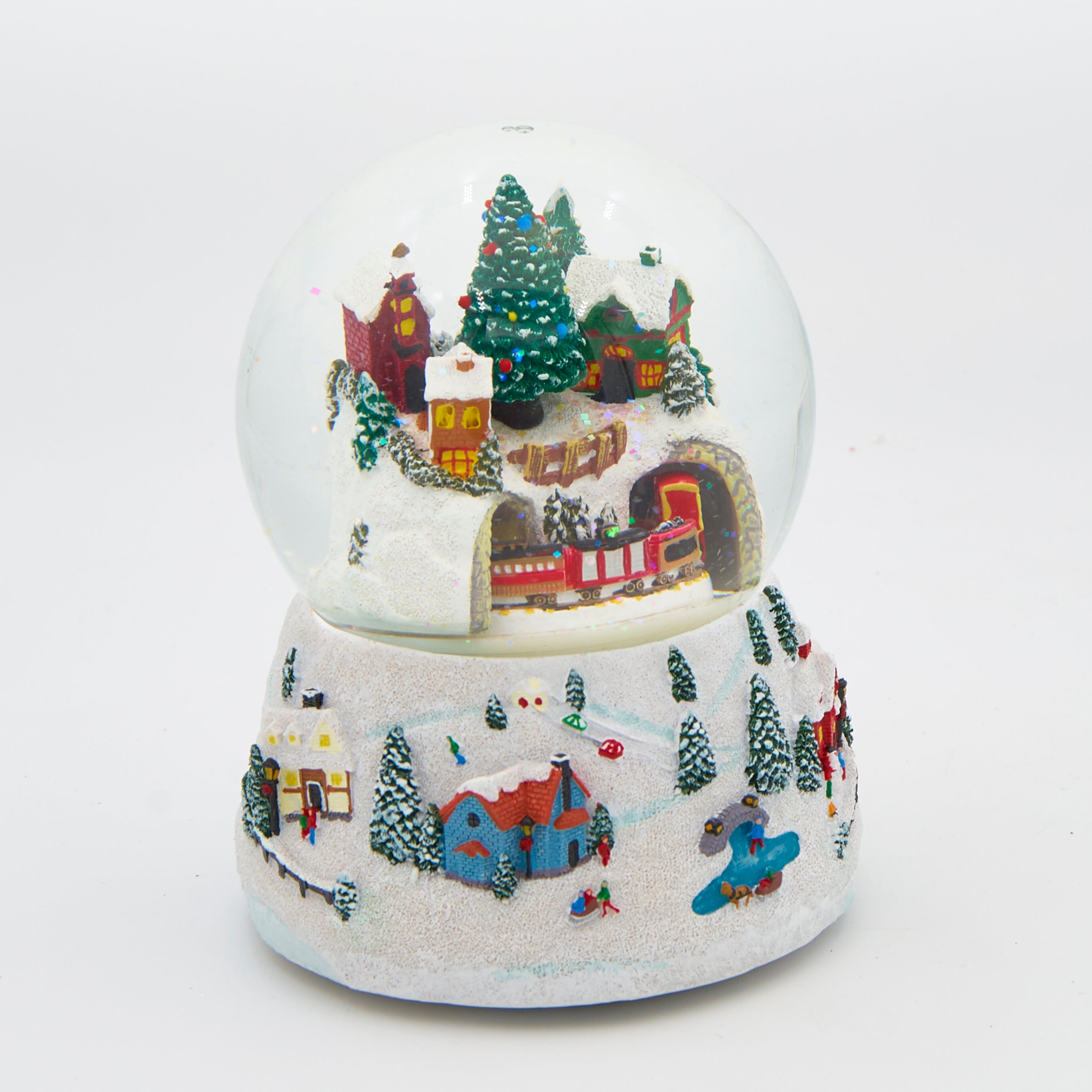 Glitterdome Musical Village with Rotating Train – "We Wish You a Merry Christmas" Tune