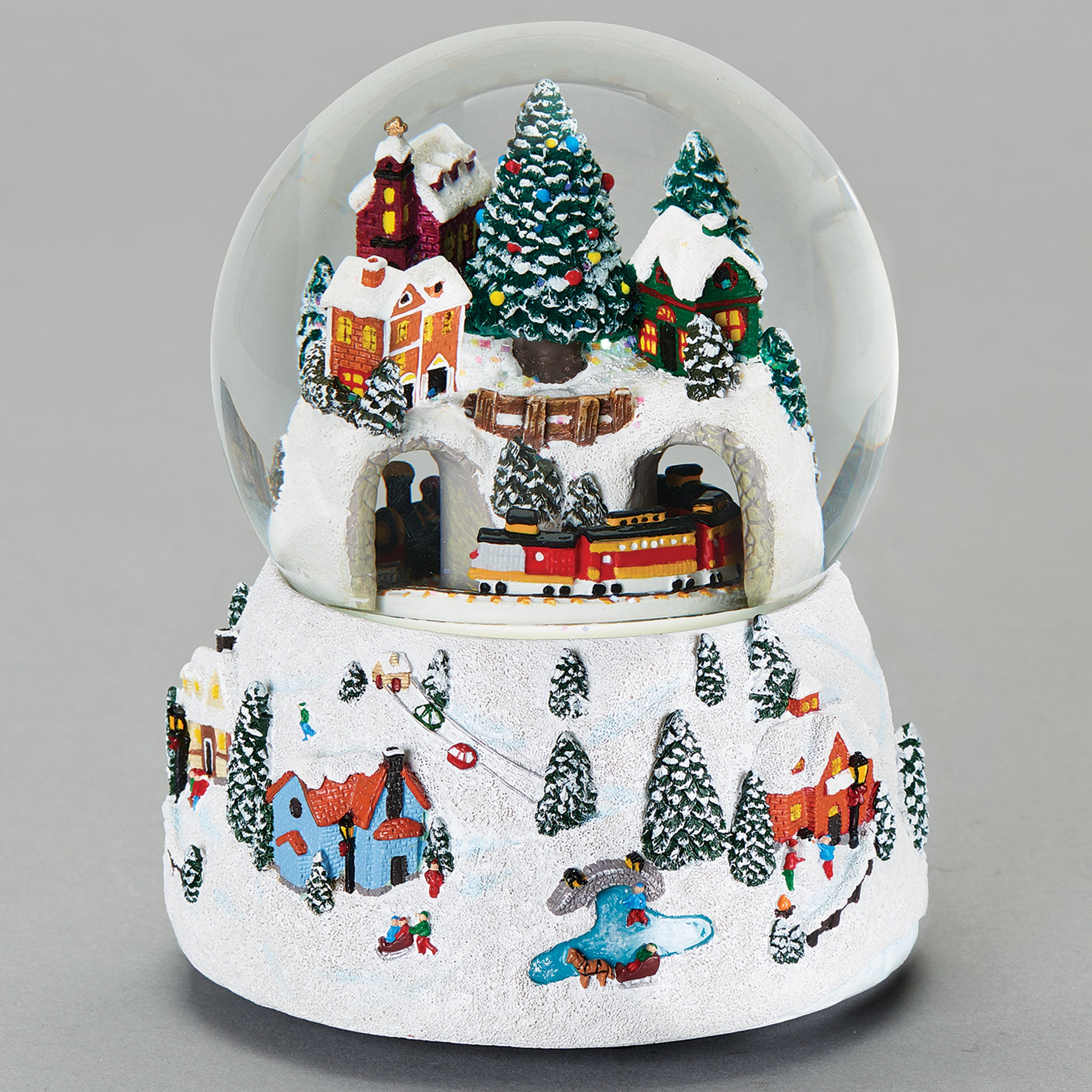 Glitterdome Musical Village with Rotating Train – "We Wish You a Merry Christmas" Tune