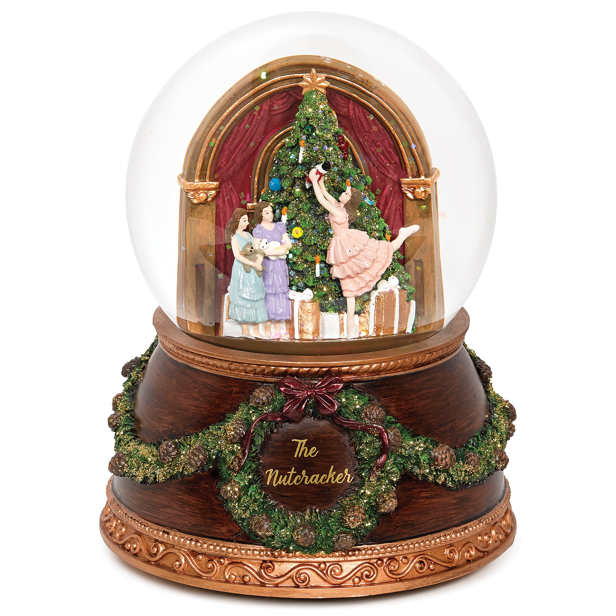 Glitterdome Musical Nutcracker with Wood Base – "The Nutcracker Suite" Tune