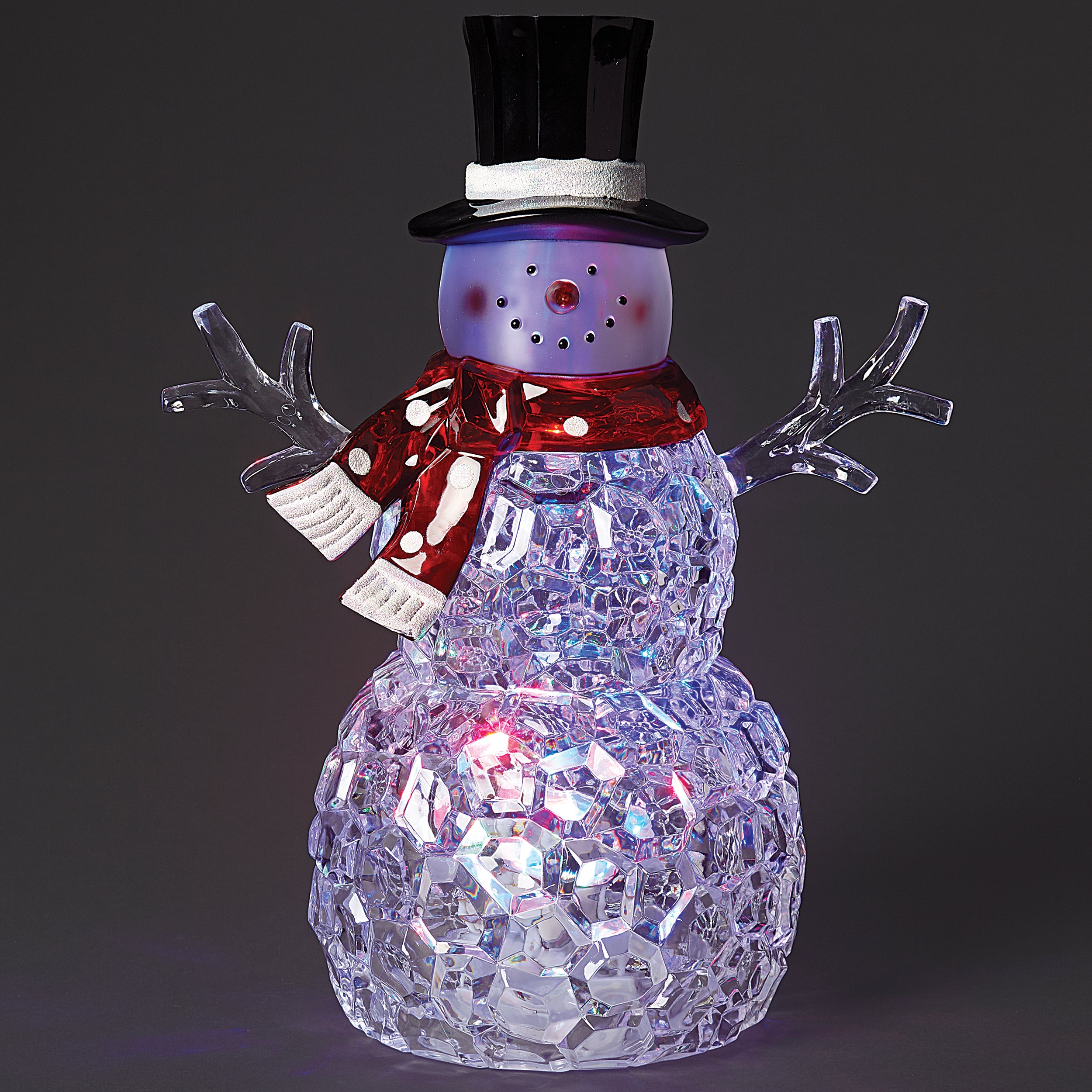 Lighted Snowman Figure with Multicolor Rotating Lights
