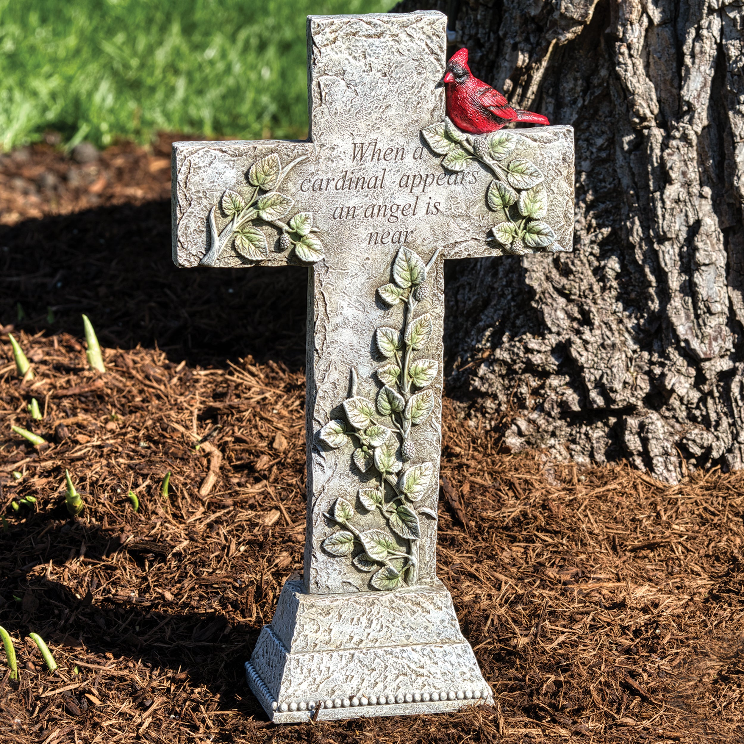 When a Cardinal Appears Memorial Garden Cross