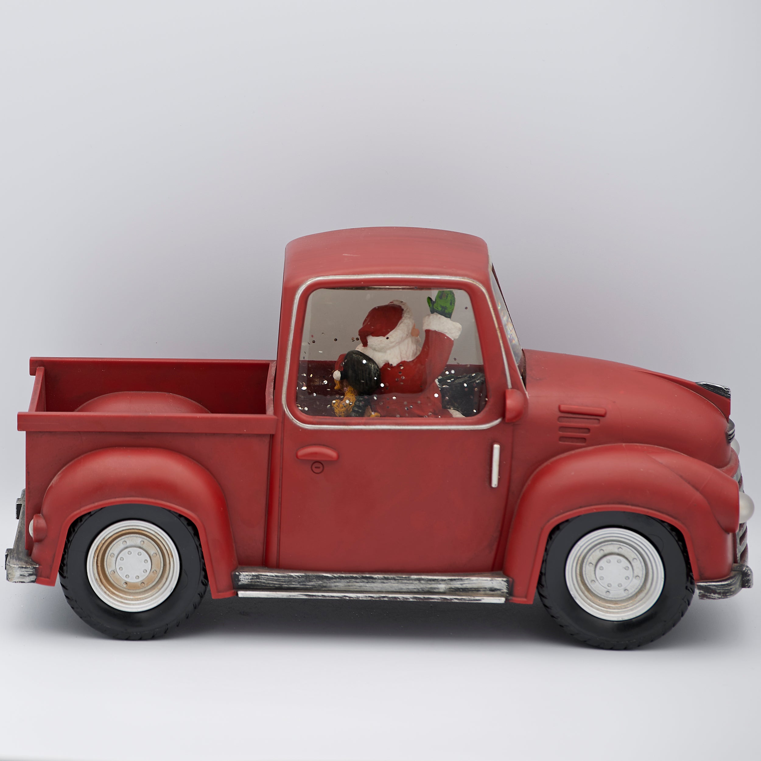 Confetti Lites Lighted Swirl Vintage Red Truck with Santa & Puppy