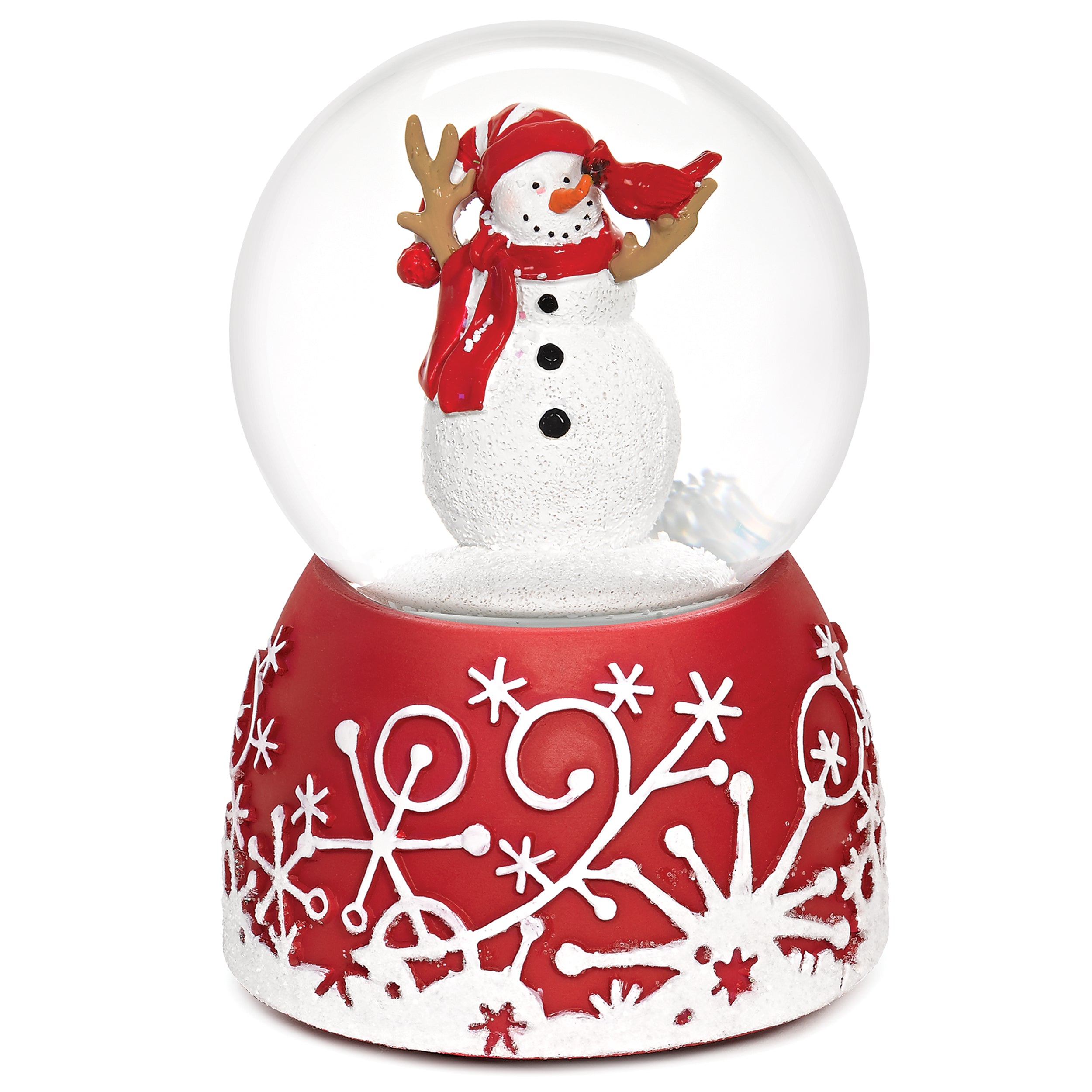Glitterdome Musical Cardinal and Snowman - "Jingle Bells" Tune