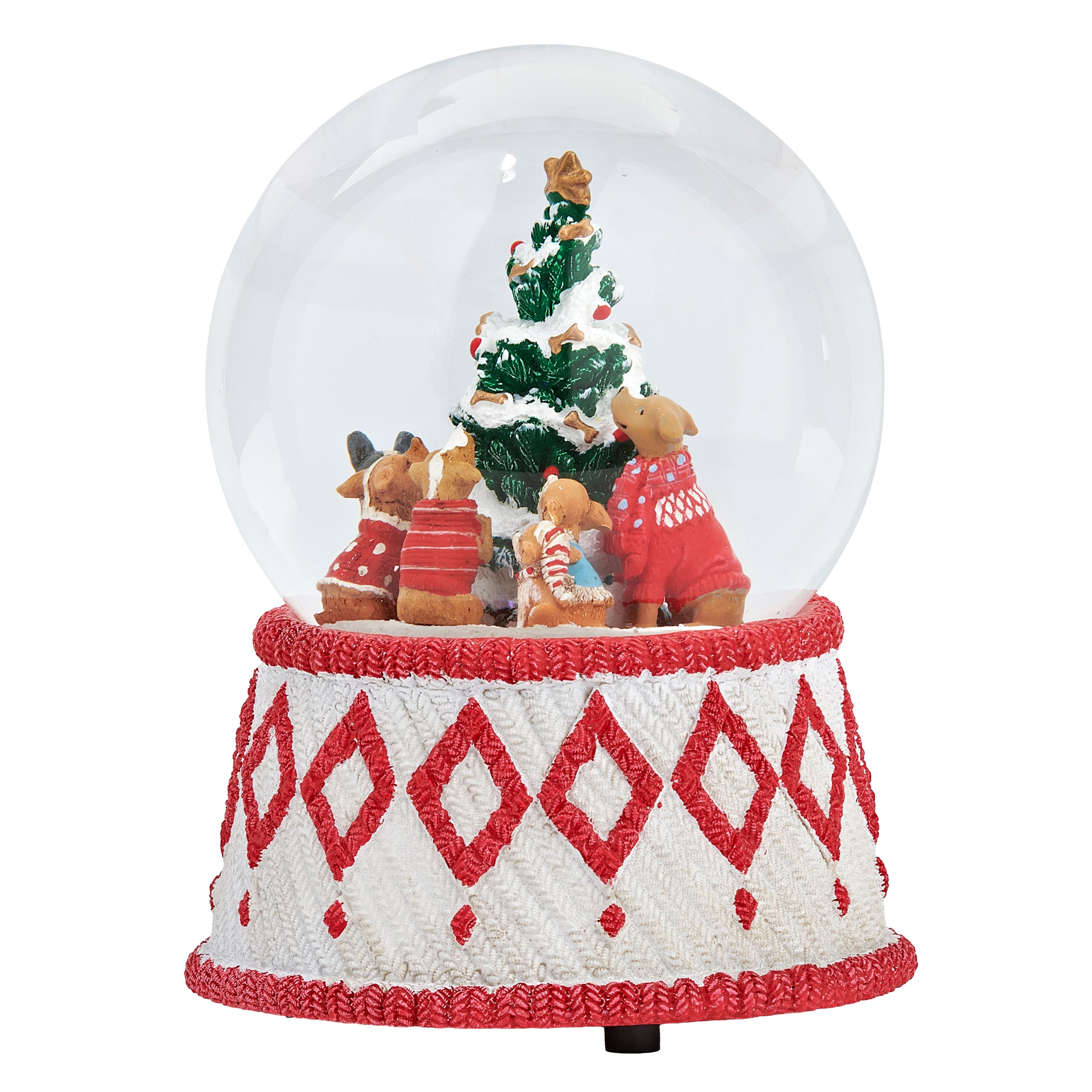Glitterdome Musical Dogs Around Tree - "O Christmas Tree" Tune